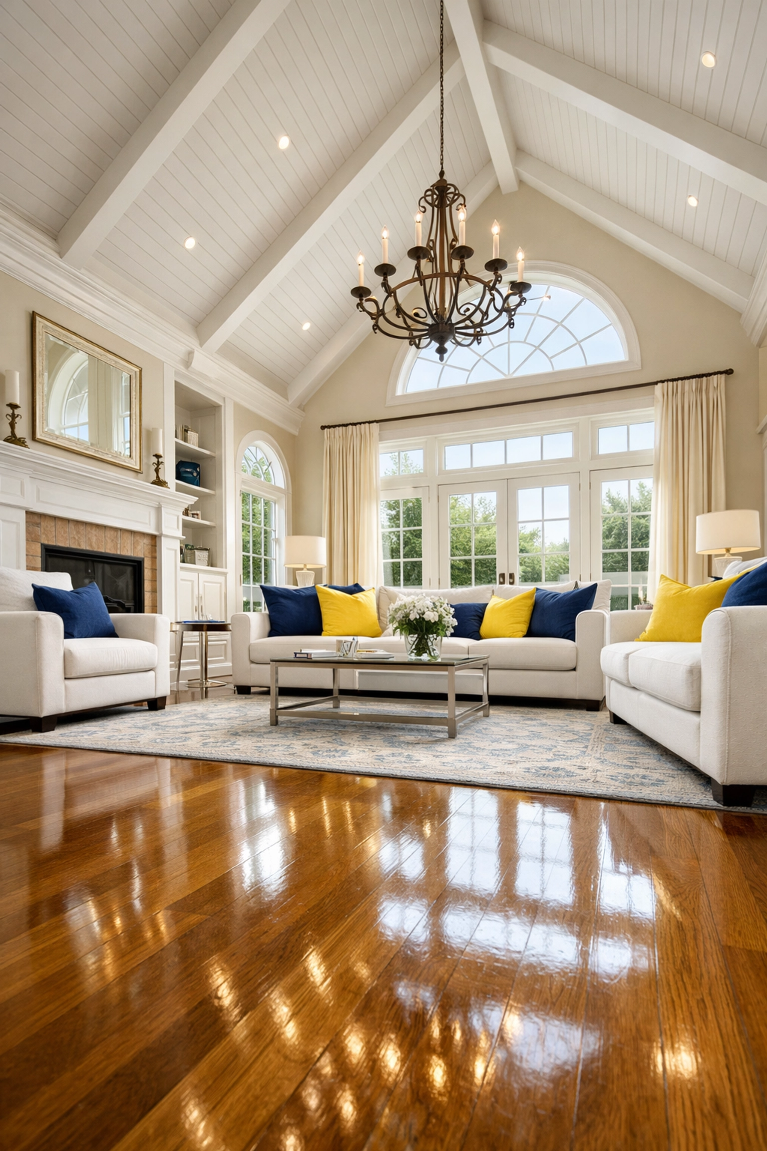 Spotless Wellesley estate living room showcasing the results of Deep Cleaning in Wellesley MA.