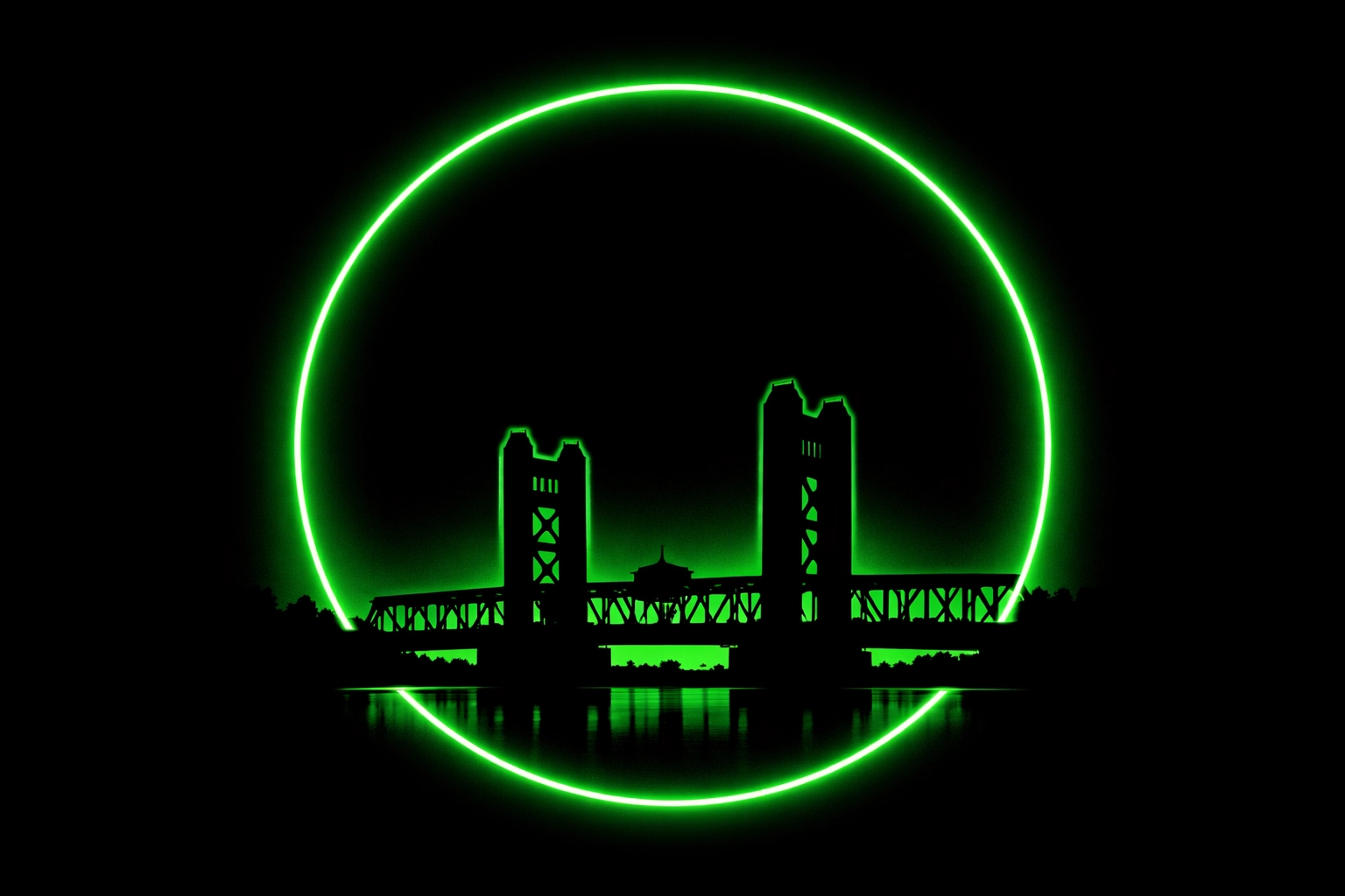 Sacramento Tower Bridge icon with a pulse showing a 30-mile towing service territory coverage radius.