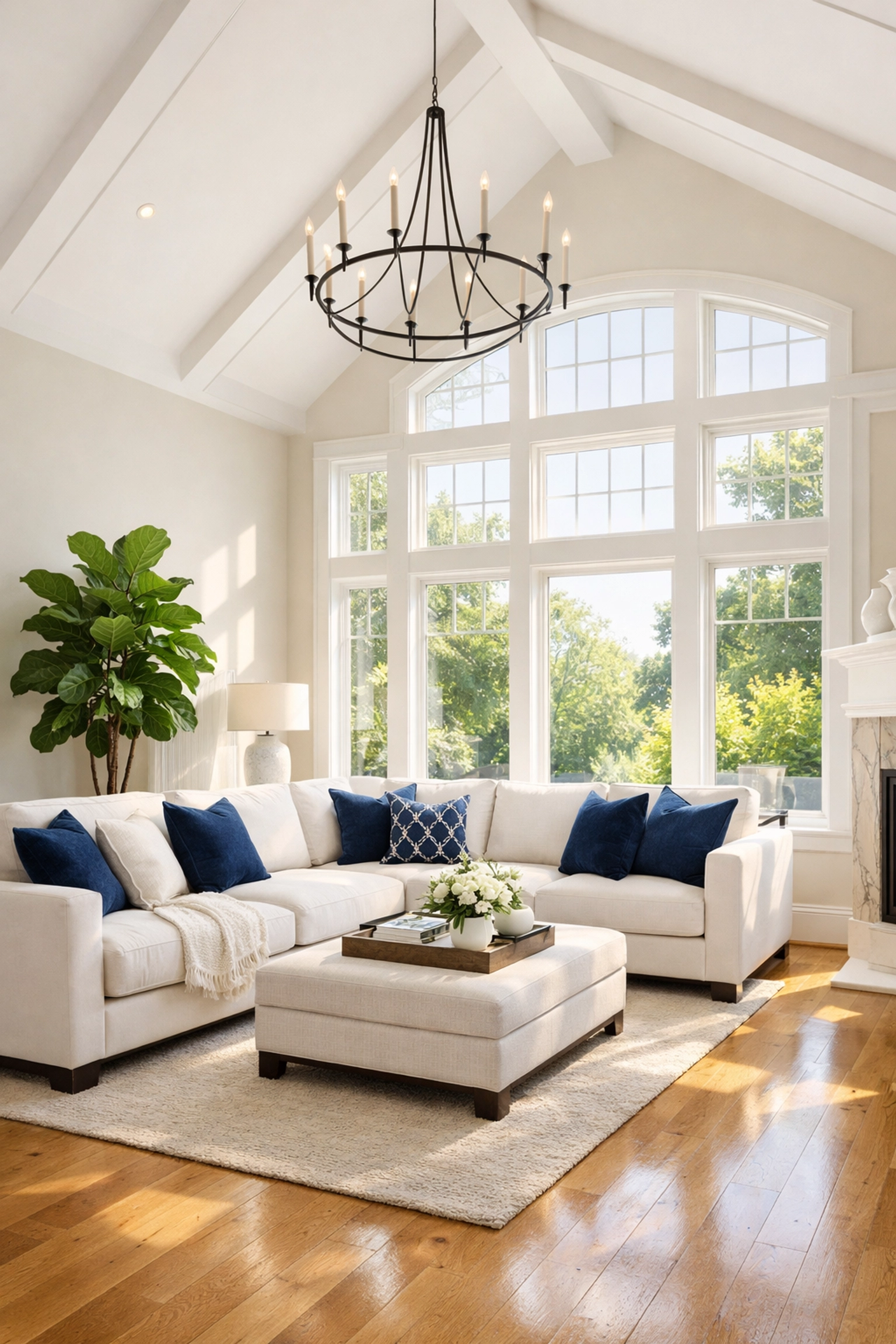 Pristine, sun-drenched Wellesley living room highlighting the results of eco-friendly house cleaning.