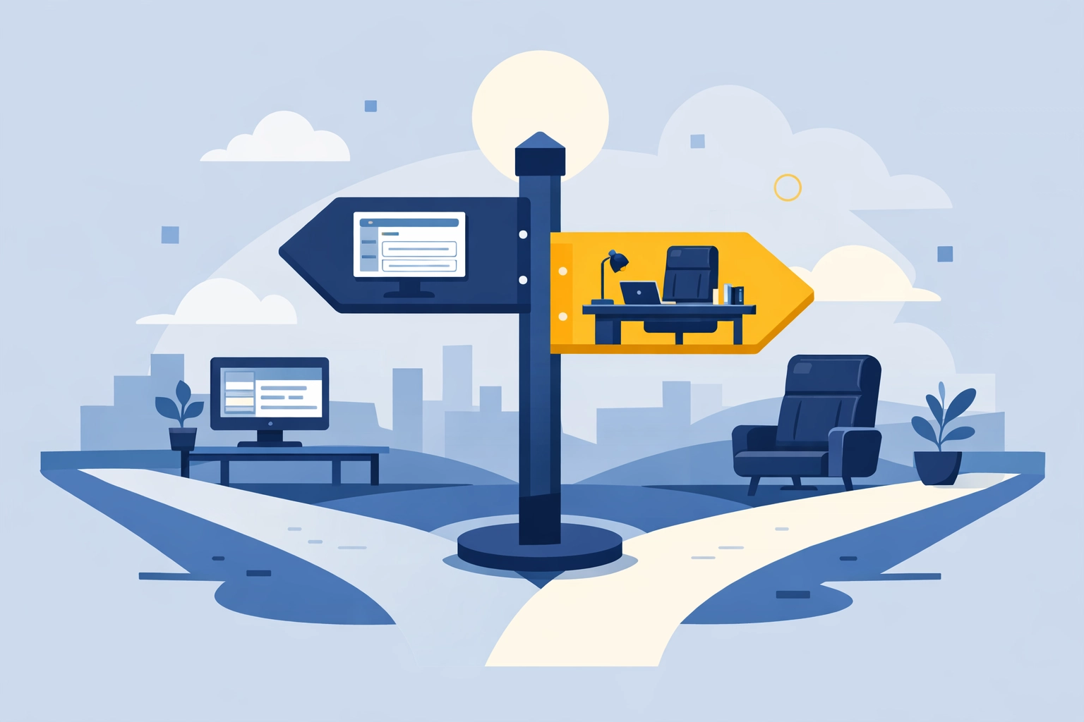 Illustration showing the choice between DIY tax software and professional concierge tax services.