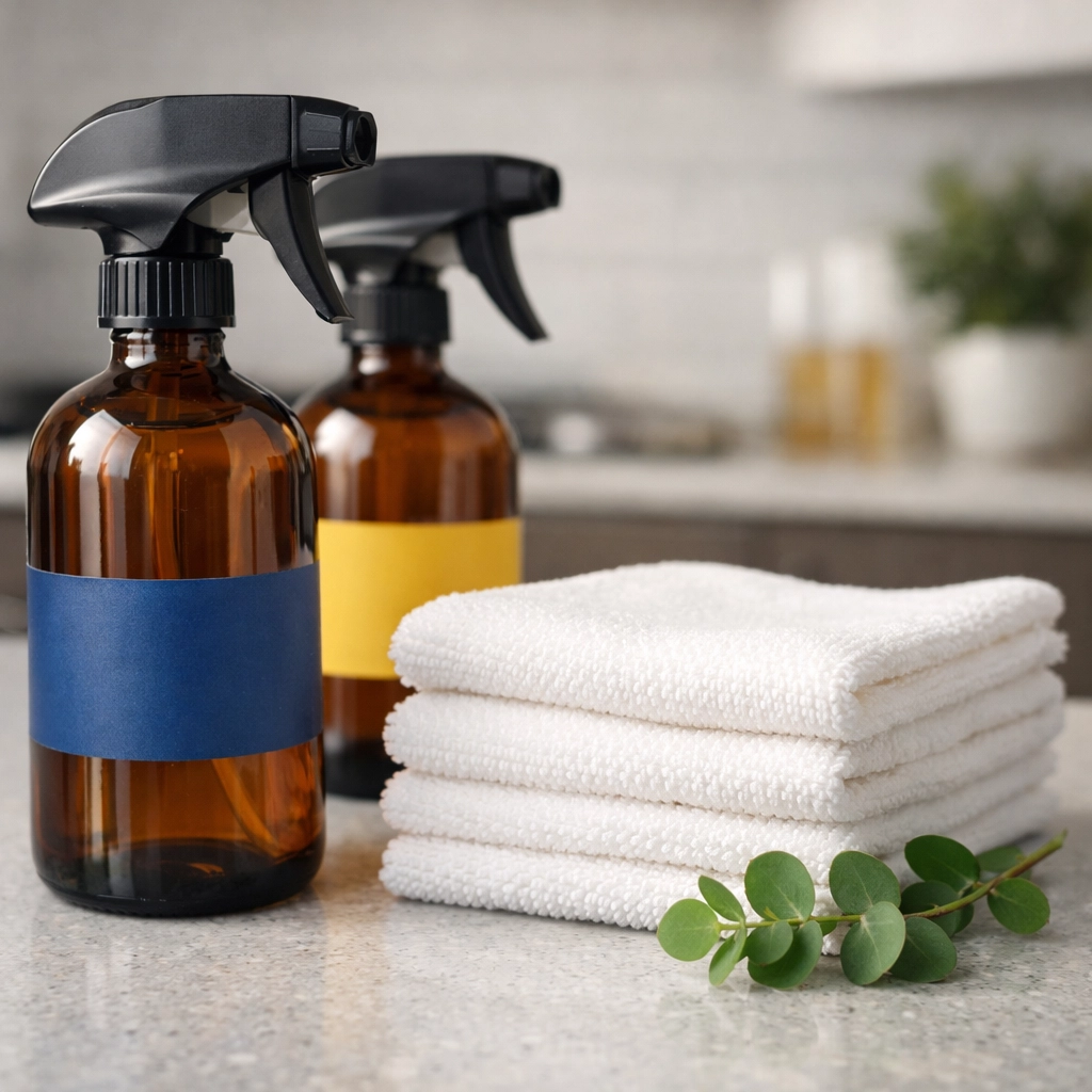 Eco-friendly products used for residential cleaning Massachusetts to ensure safe and non-toxic home maintenance.