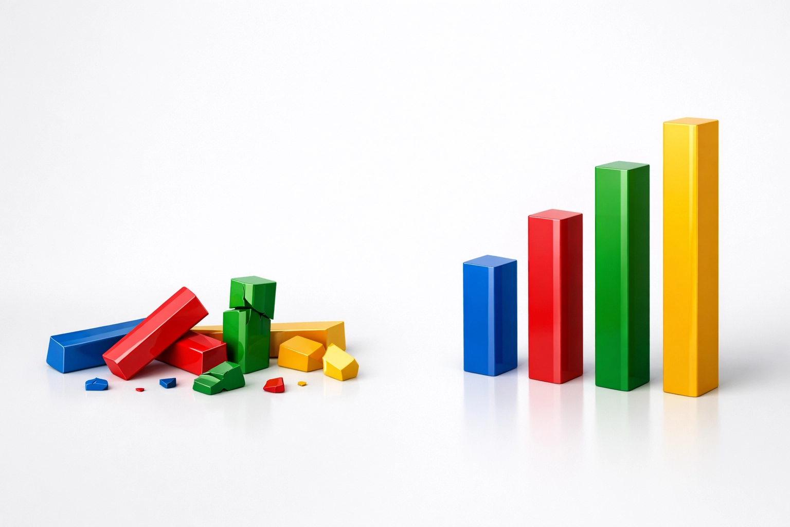 Geometric pillars illustrating the consistency and scale of automated sales follow-up templates.