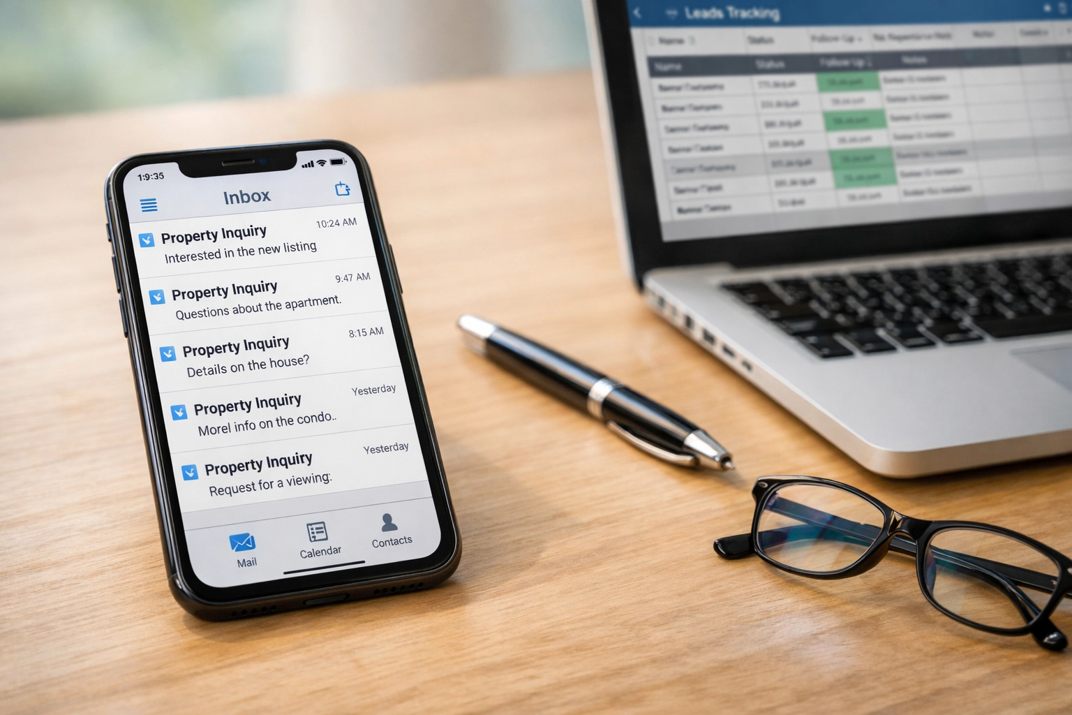 Email inbox and spreadsheet system for tracking rental inquiry responses