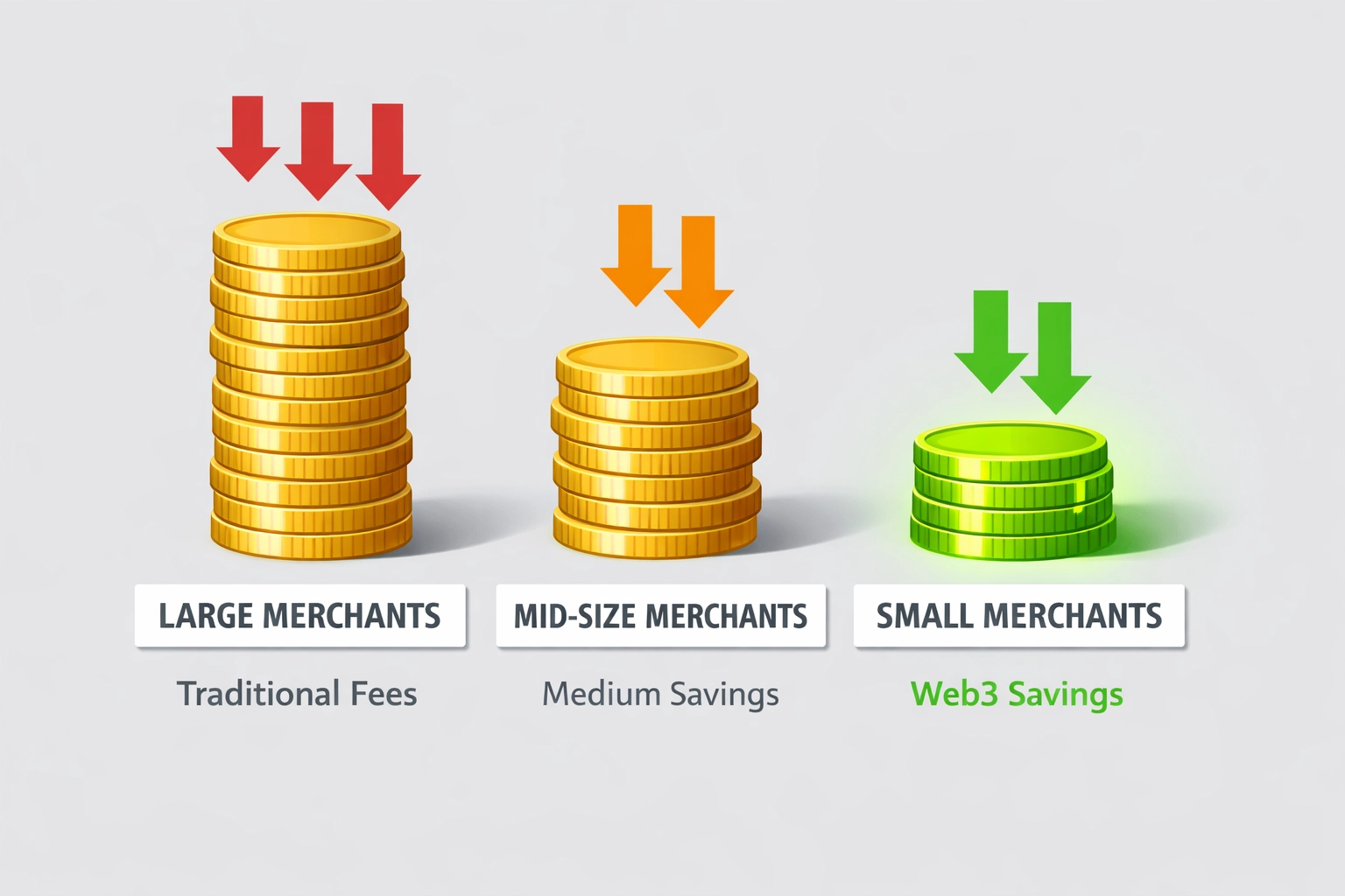 Merchant payment fee comparison showing Web3 crypto savings versus traditional processing costs