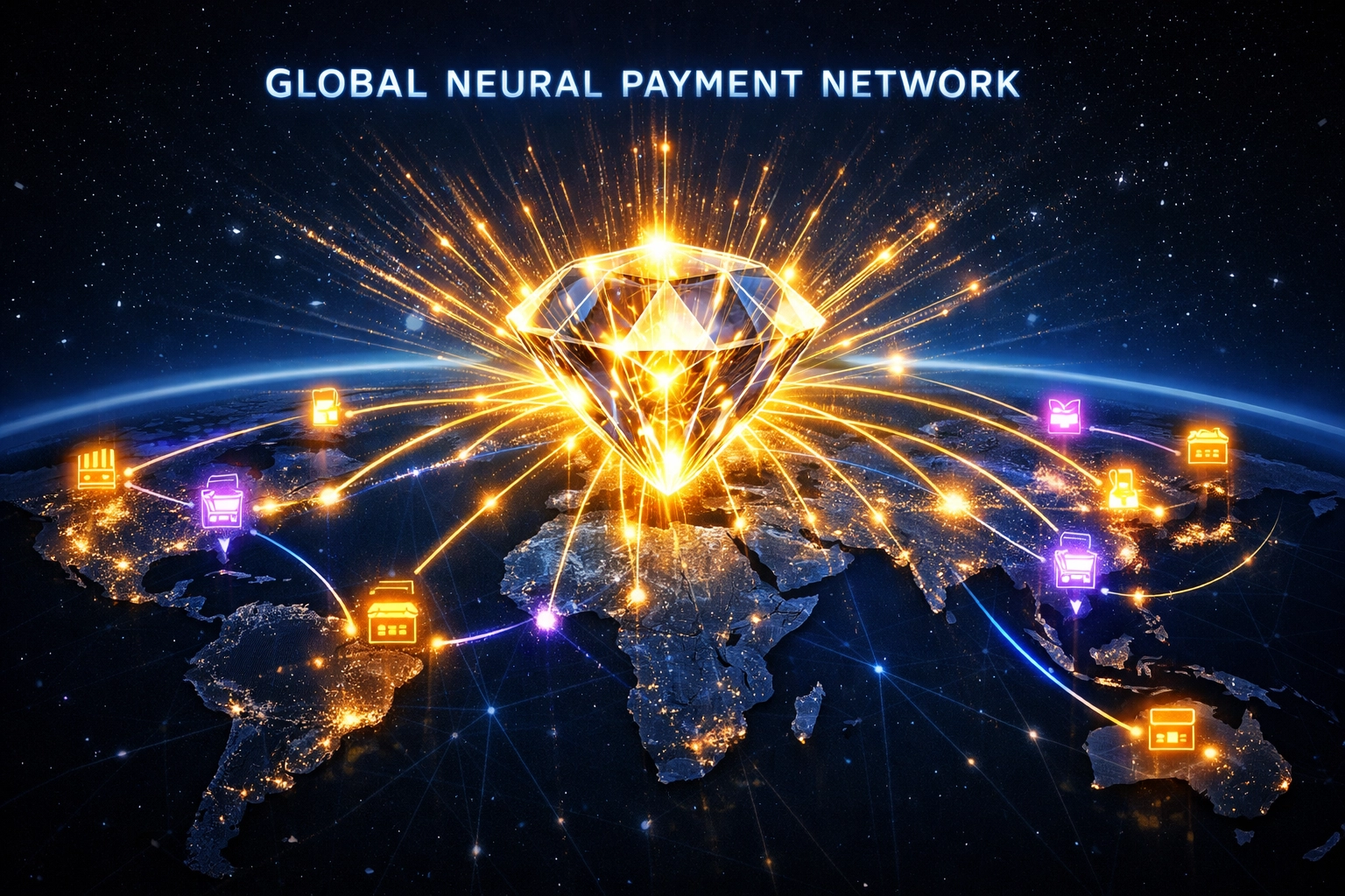 Global AI neural network for secure Web3 merchant payments and decentralized cross-border transactions.