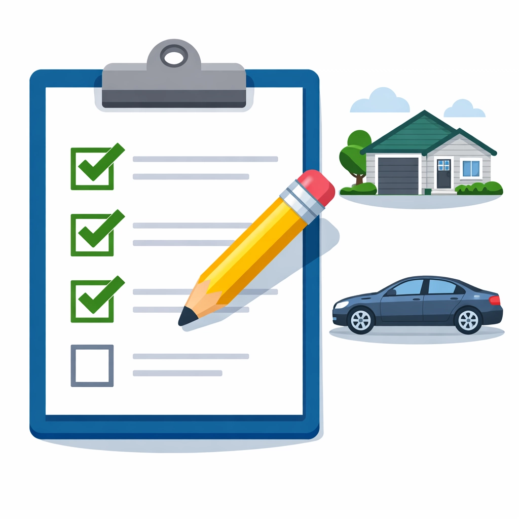 Tax preparation New Haven checklist featuring house and car icons to simplify SALT and vehicle interest deductions.