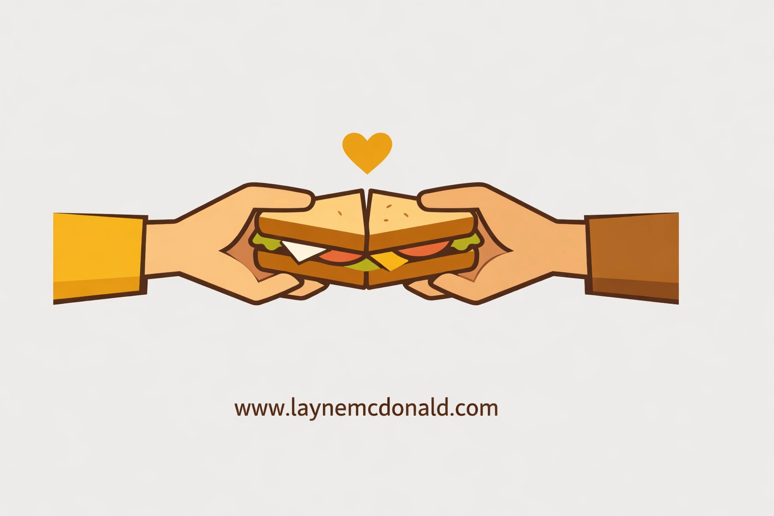 Illustration of hands sharing food with a heart, symbolizing Christian hospitality and service in family devotionals.