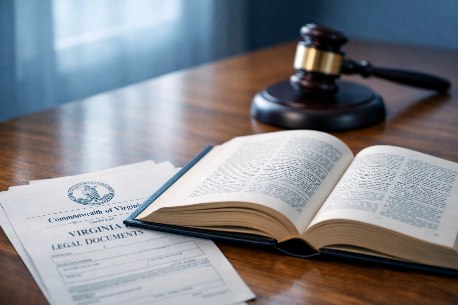 Virginia family law books and gavel symbolizing child custody legal expertise