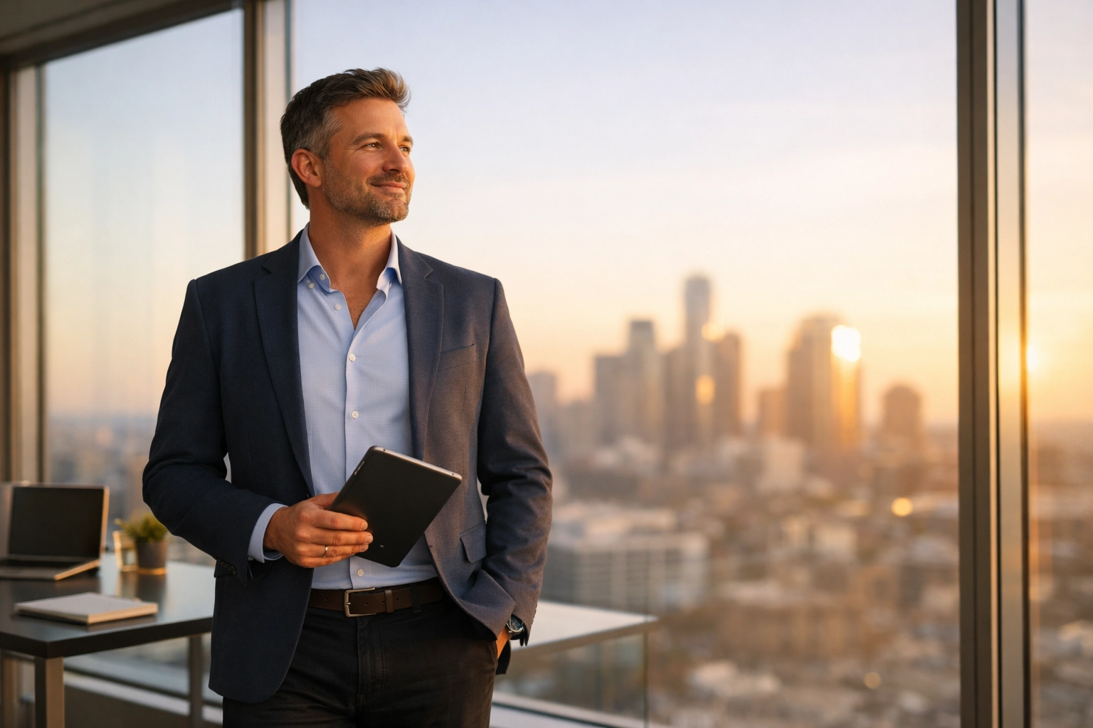 A business founder successfully scaling with workflow automation for small business.