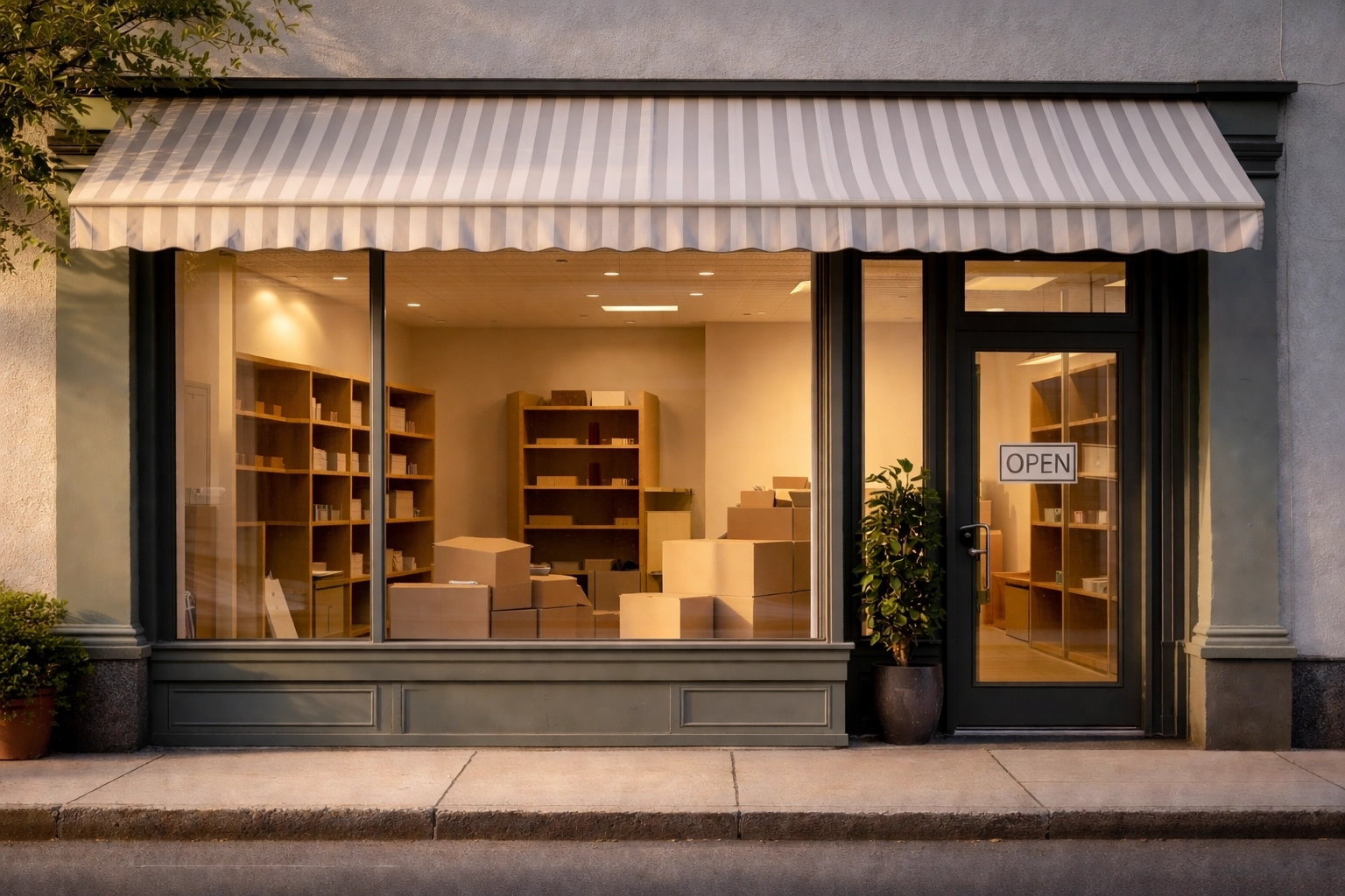 Small business storefront with Grand Opening banner, symbolizing new S Corp owners navigating startup tax strategies
