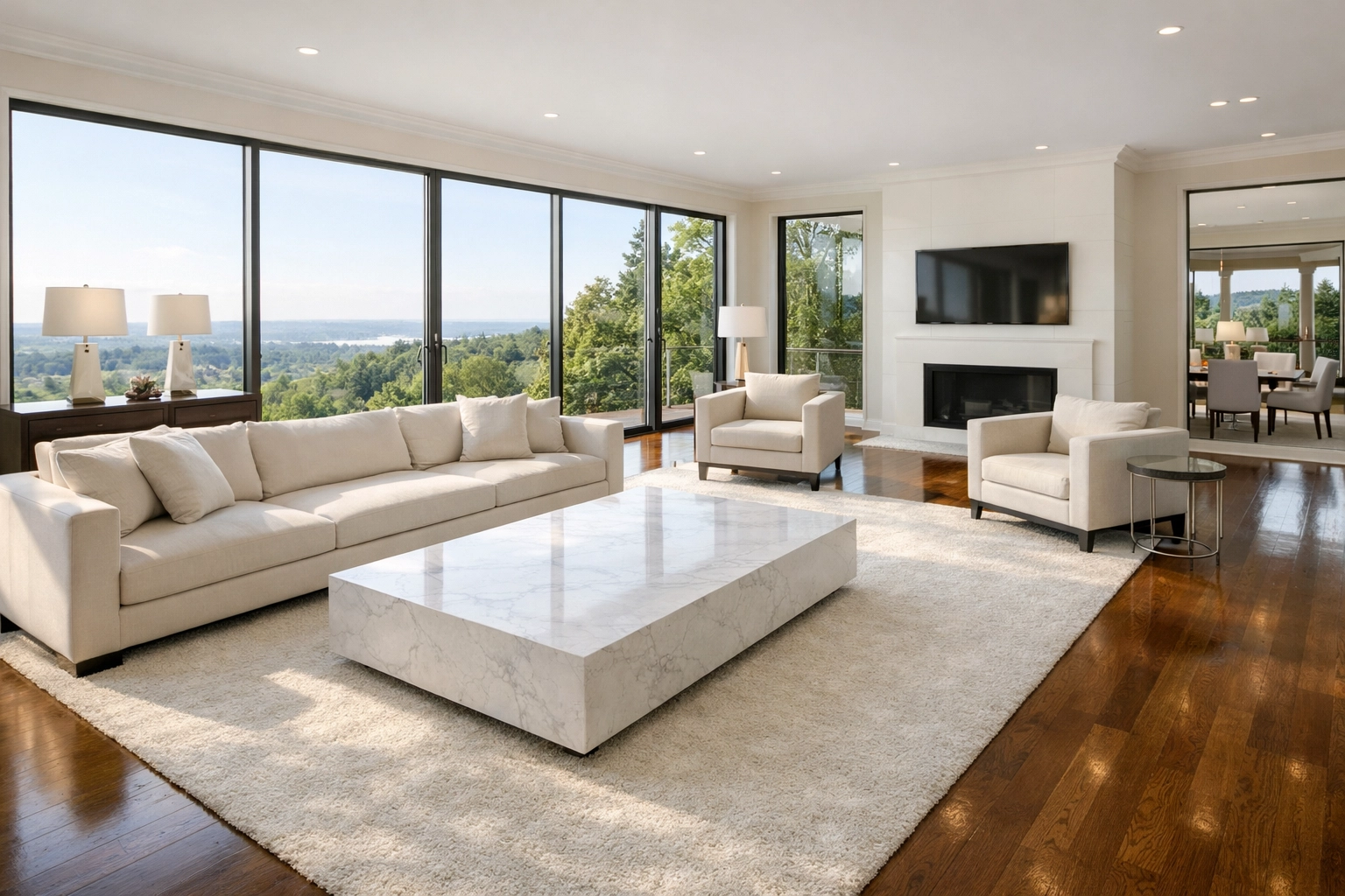 Clean, decluttered Westchester living room ready for professional house cleaning services.