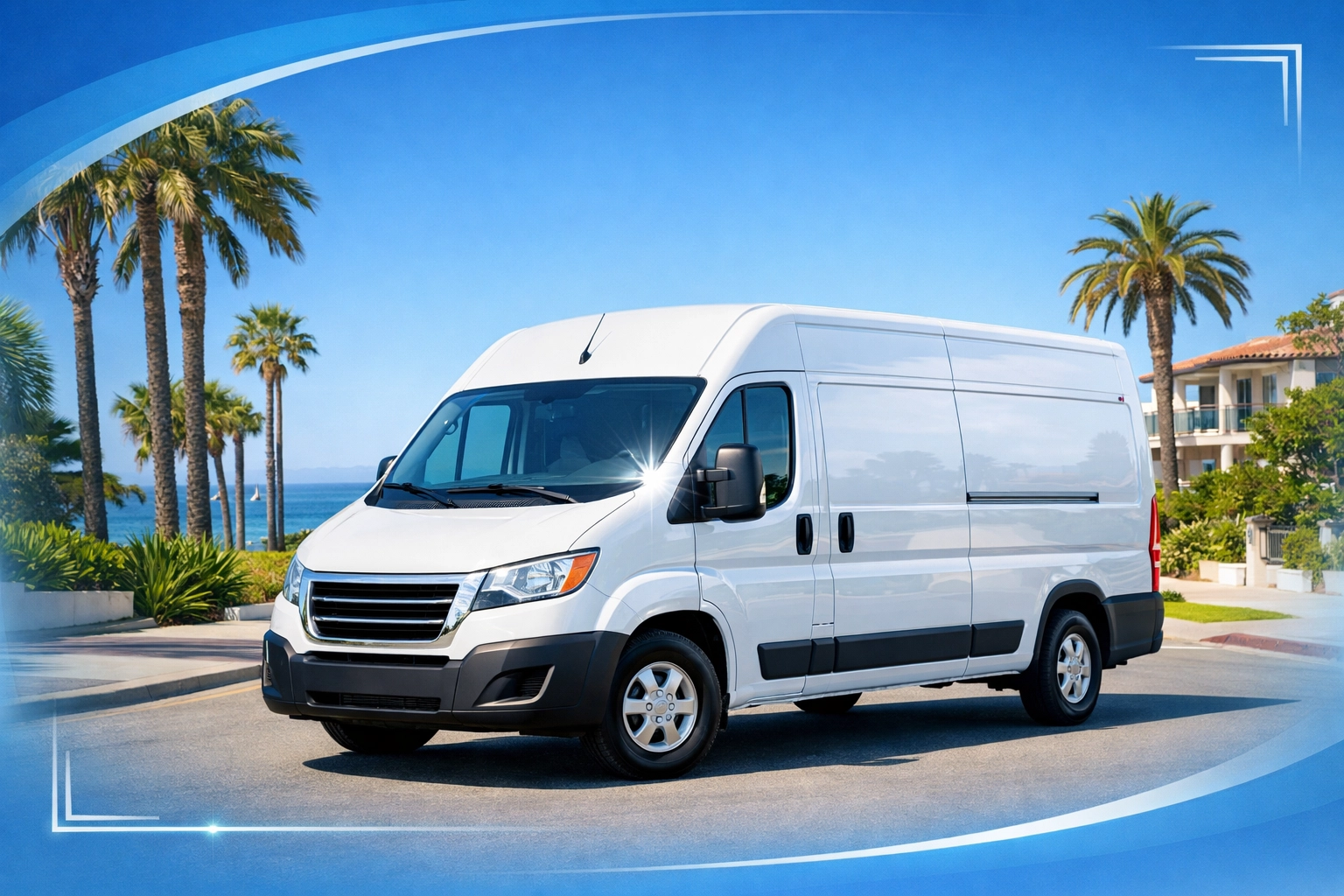A plumbing service van in a coastal neighborhood representing a turnkey Gulf Coast franchise.