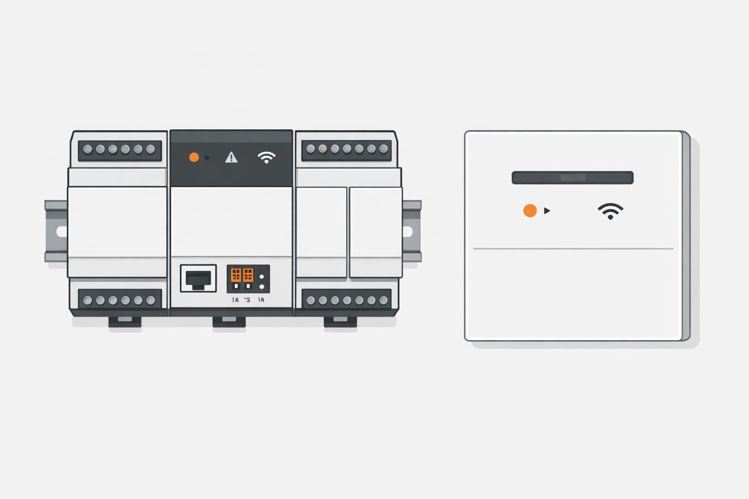 Komponenten für Smart Home Hausautomation und intelligente Elektrosteuerung.