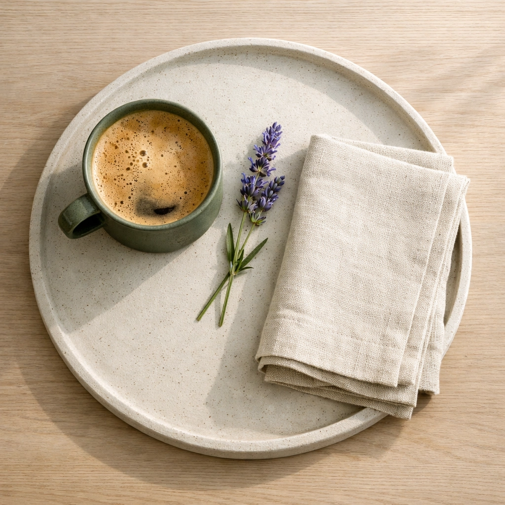 Curated welcome tray representing relevant, non-intrusive hotel upsells for guests.