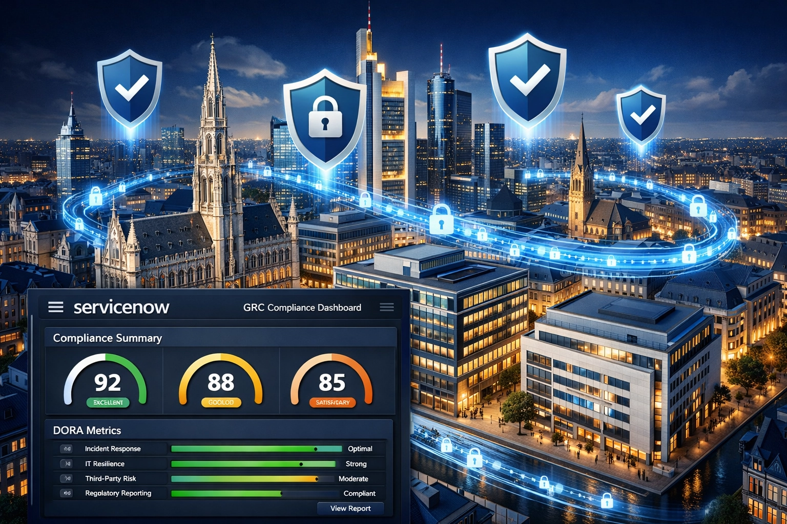 GDPR and DORA compliance visualization with ServiceNow GRC security framework for EU organizations