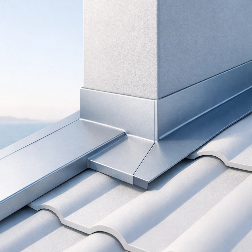 Precision flashing installation on metal roofing Northern Beaches to prevent coastal water leaks.