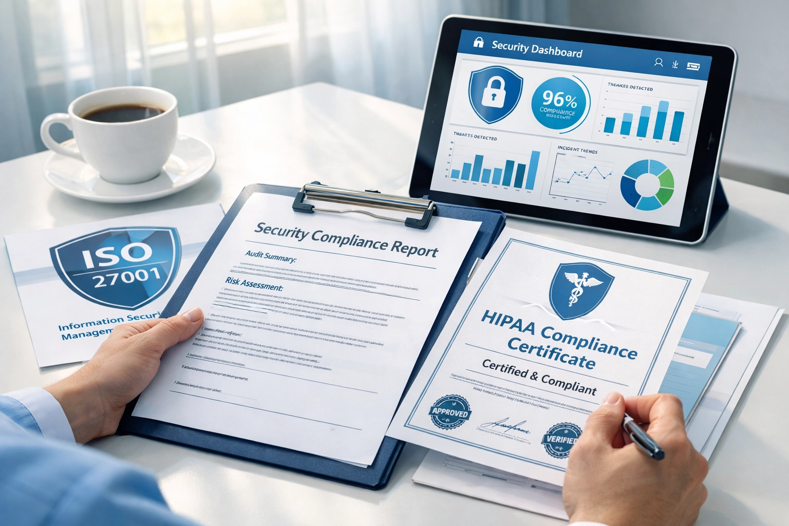 Reviewing HIPAA compliance certifications and security audit reports for medical billing