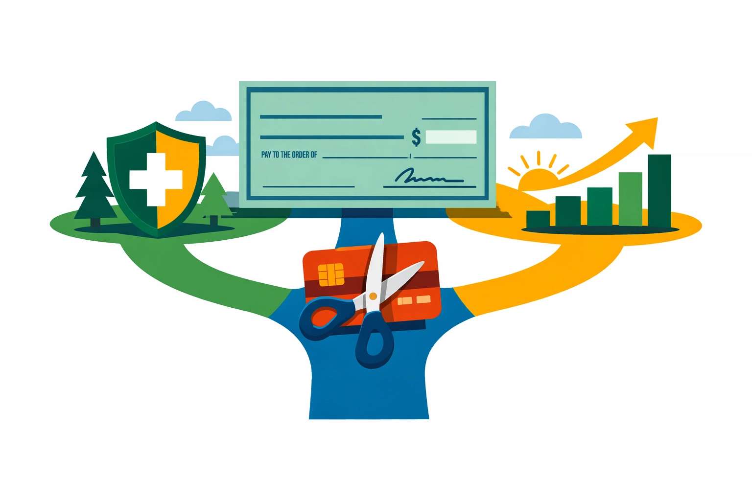 Maximizing your tax refund by splitting funds between an emergency fund, debt payoff, and investments.