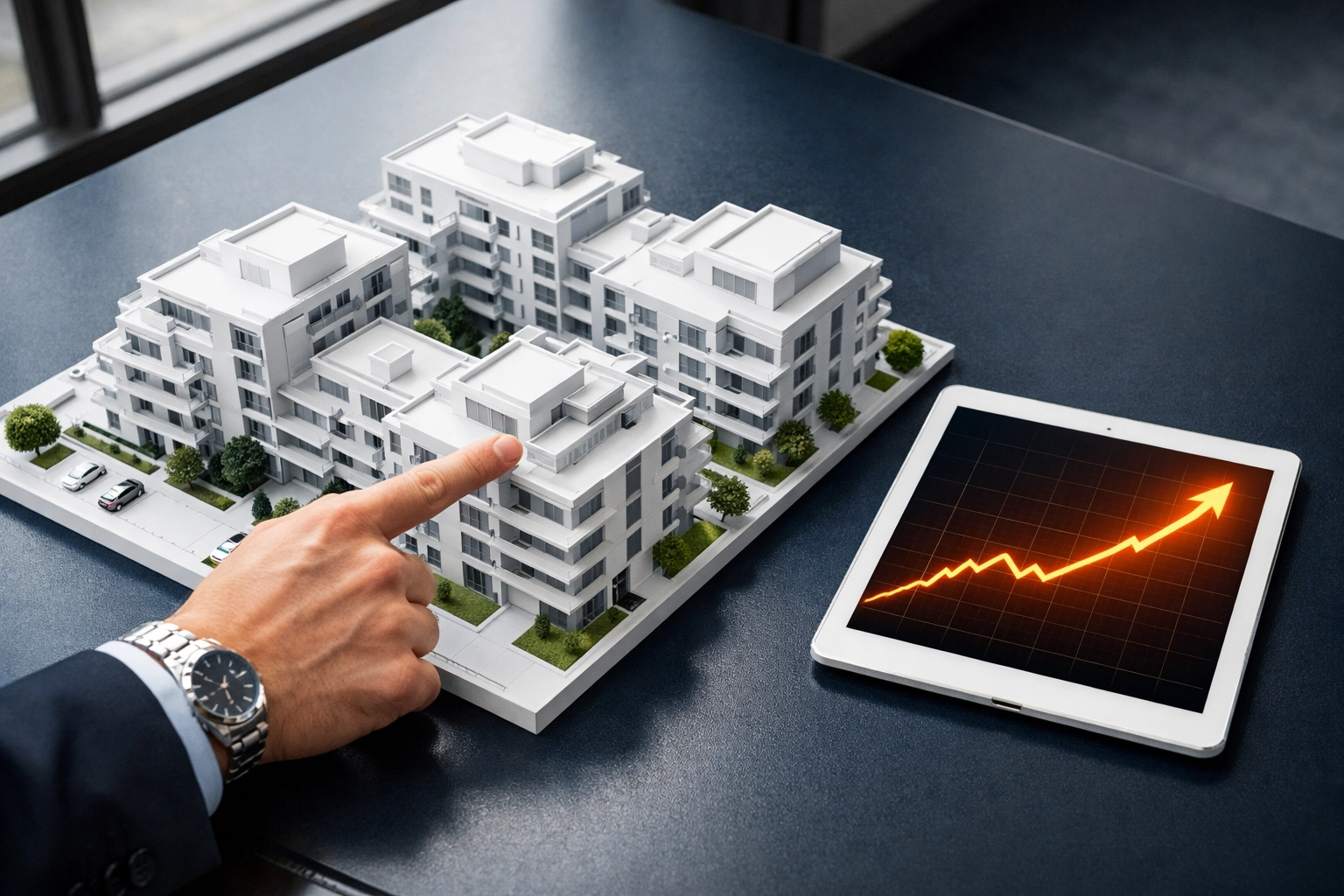 Valuation of a property management portfolio showing growth and apartment unit multiples.