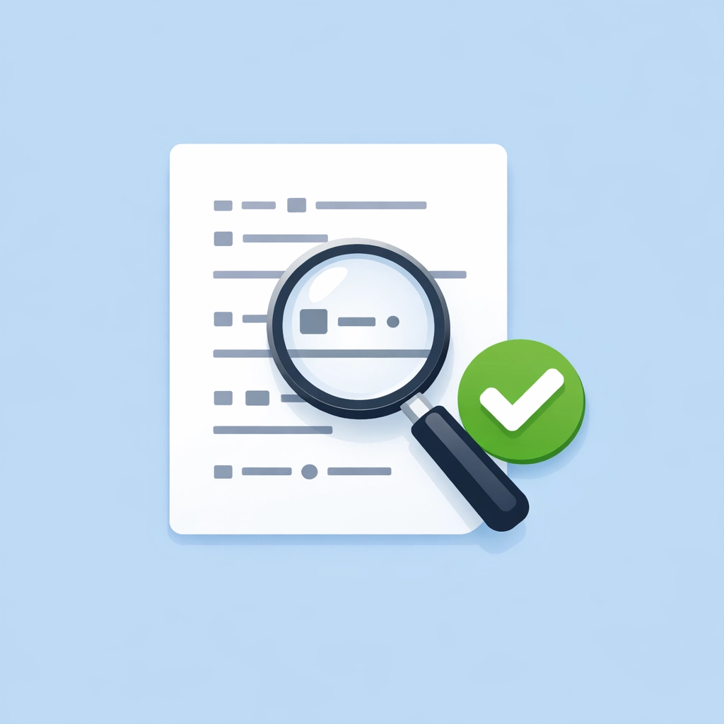 Lupa revisando reporte de crédito con marca de verificación de corrección de errores exitosa.