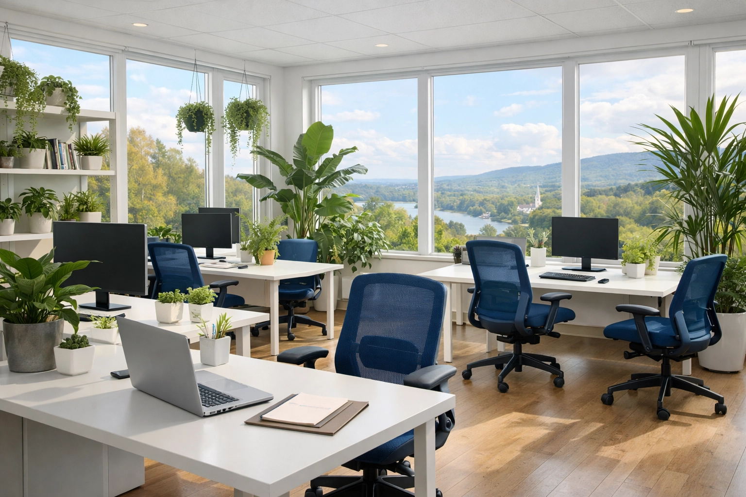 Eco-friendly commercial cleaning in a bright Tyngsborough office with fresh, non-toxic workspaces.