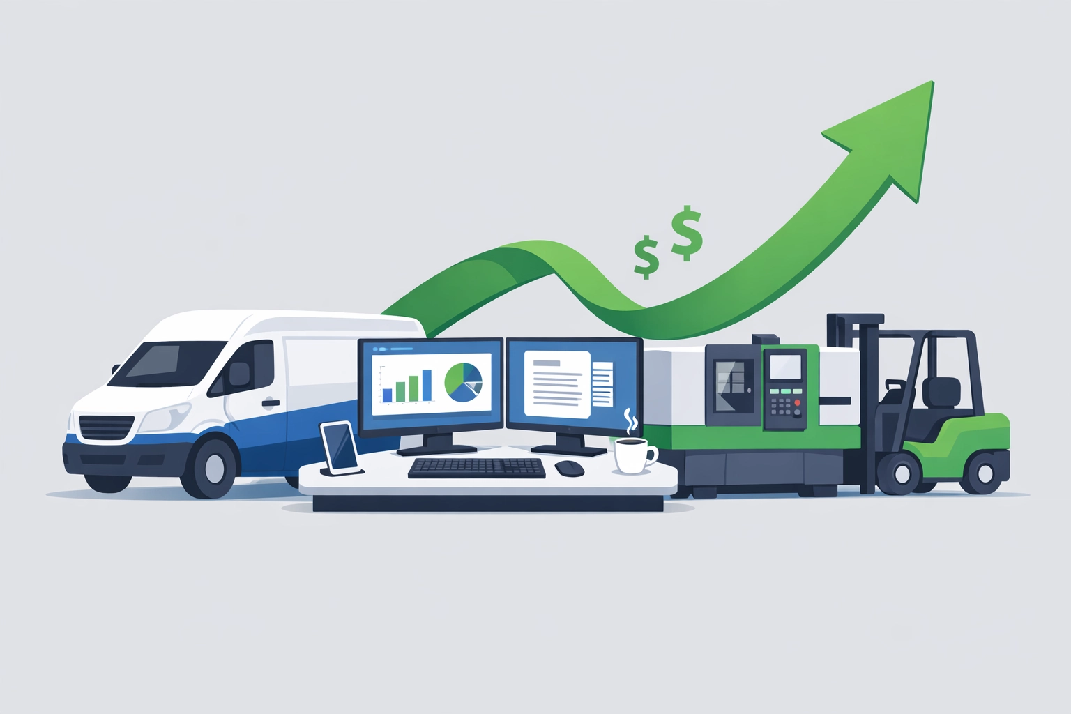 Business equipment and vehicles qualifying for Section 179 and bonus depreciation tax savings.