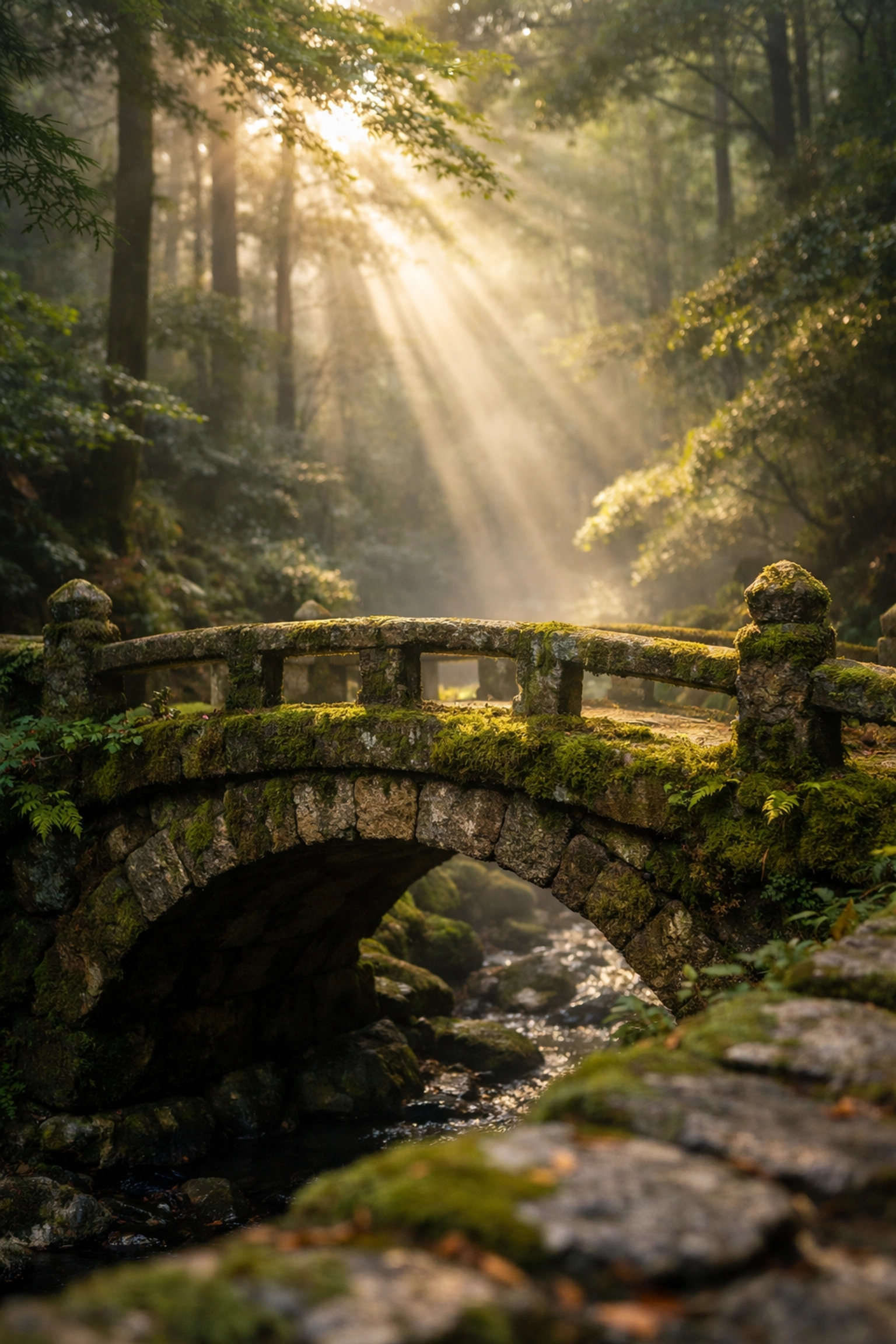 Hidden stone bridge in a Kyoto forest, representing one of the best photography locations globally.