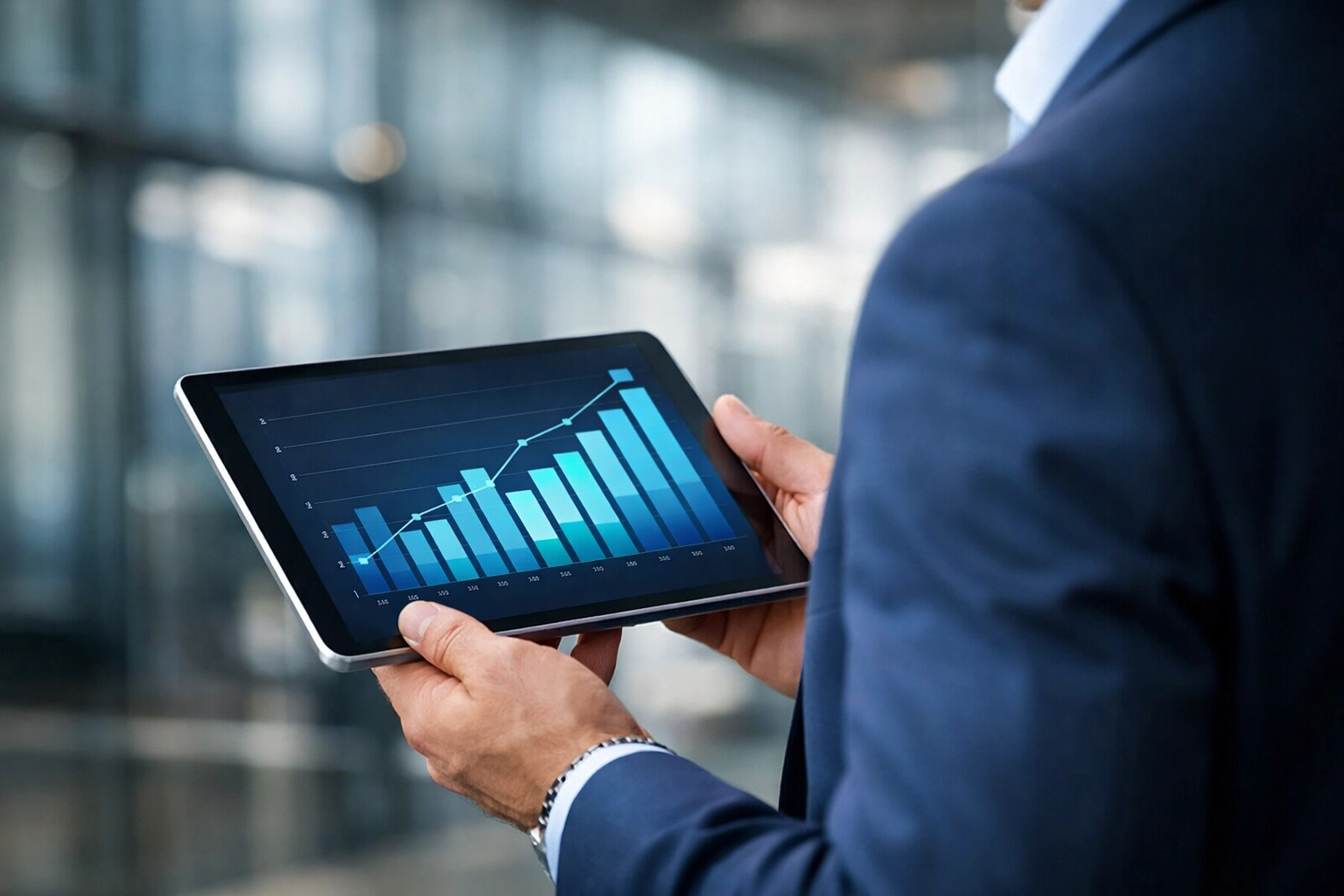 Business executive using a tablet to monitor EBITDA interest deduction caps for tax planning in Vietnam.