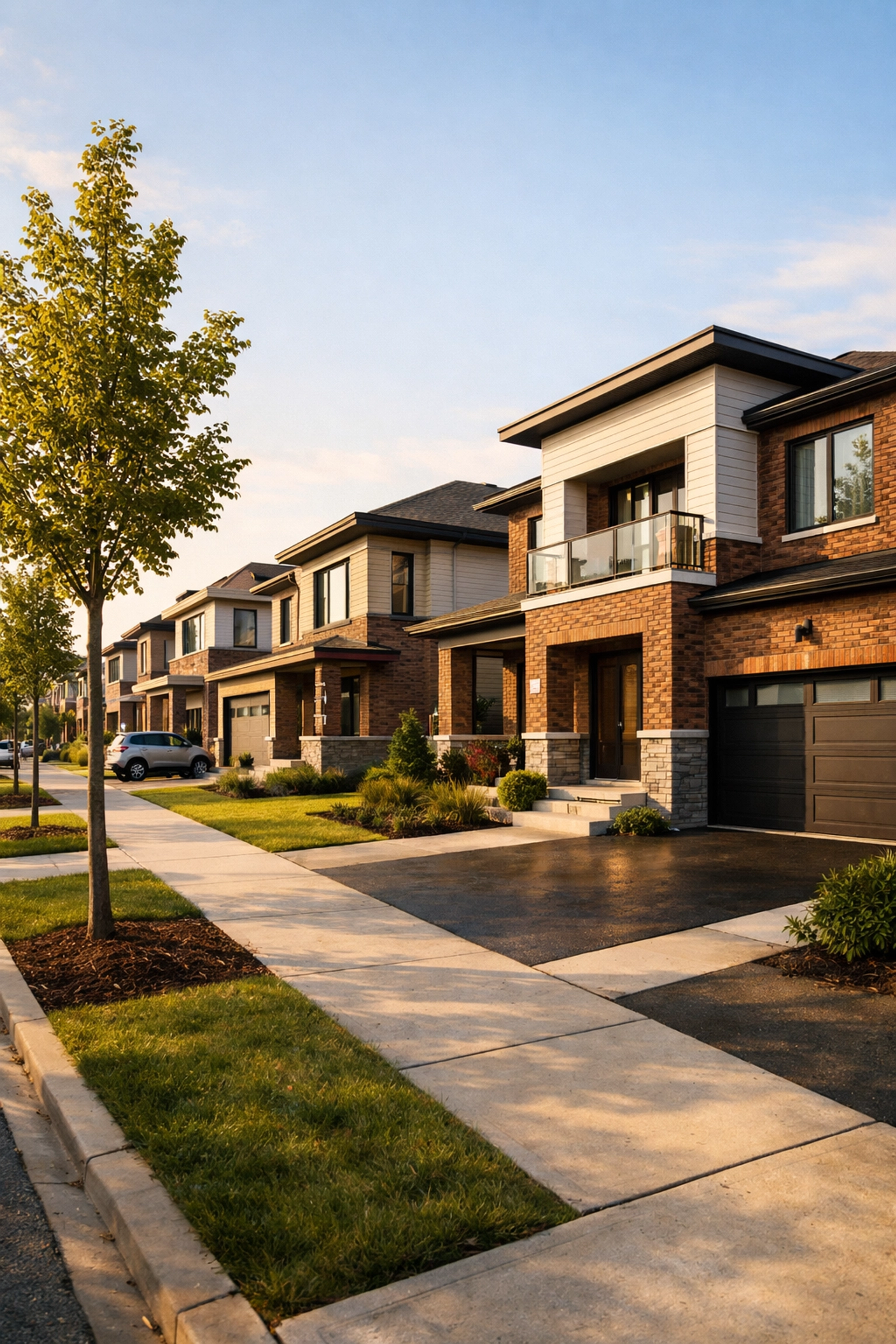 New construction homes on a residential street in Richmond Hill