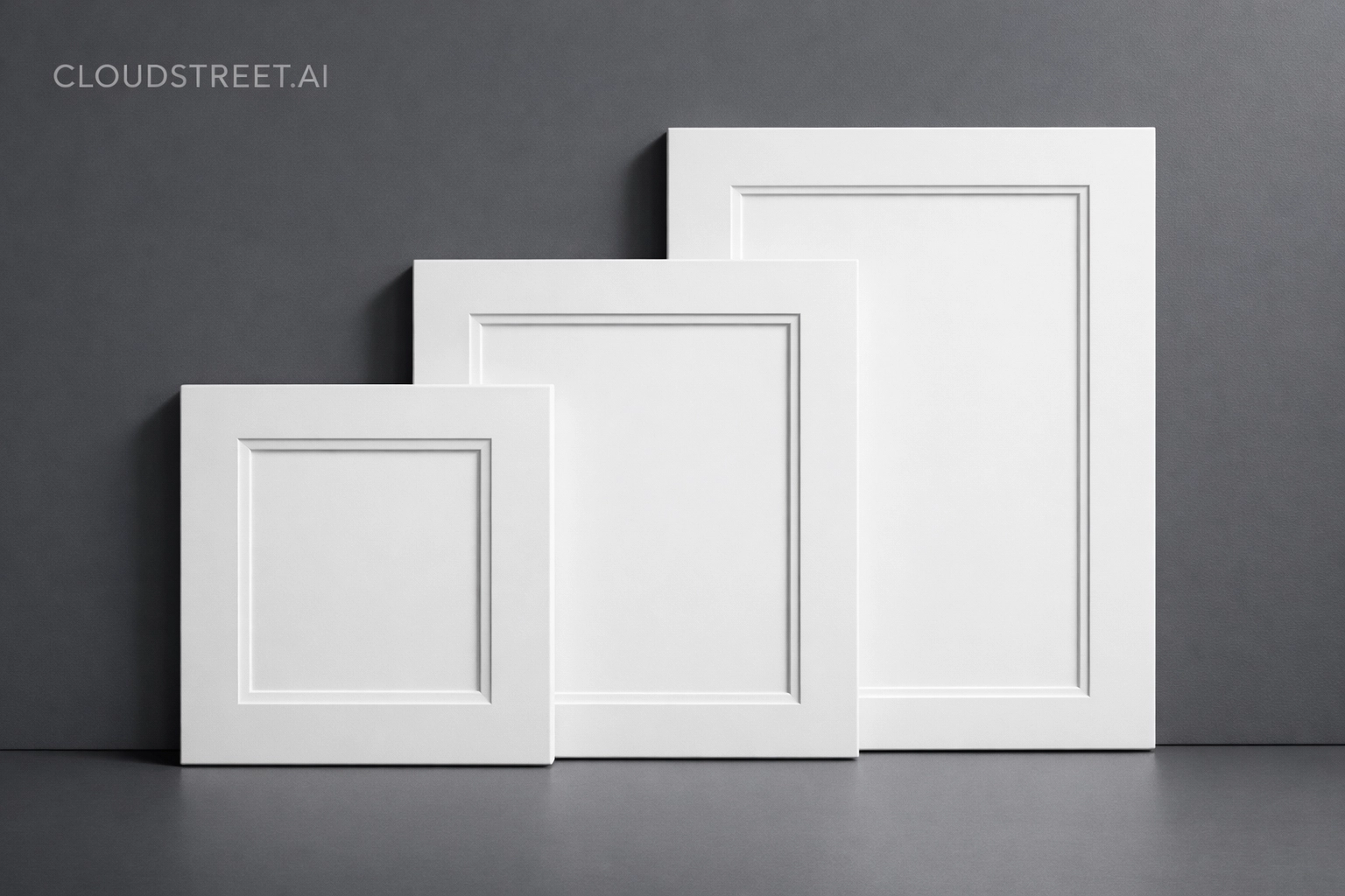 White Shaker cabinet doors highlighting scalable product lines for B2B ecommerce.