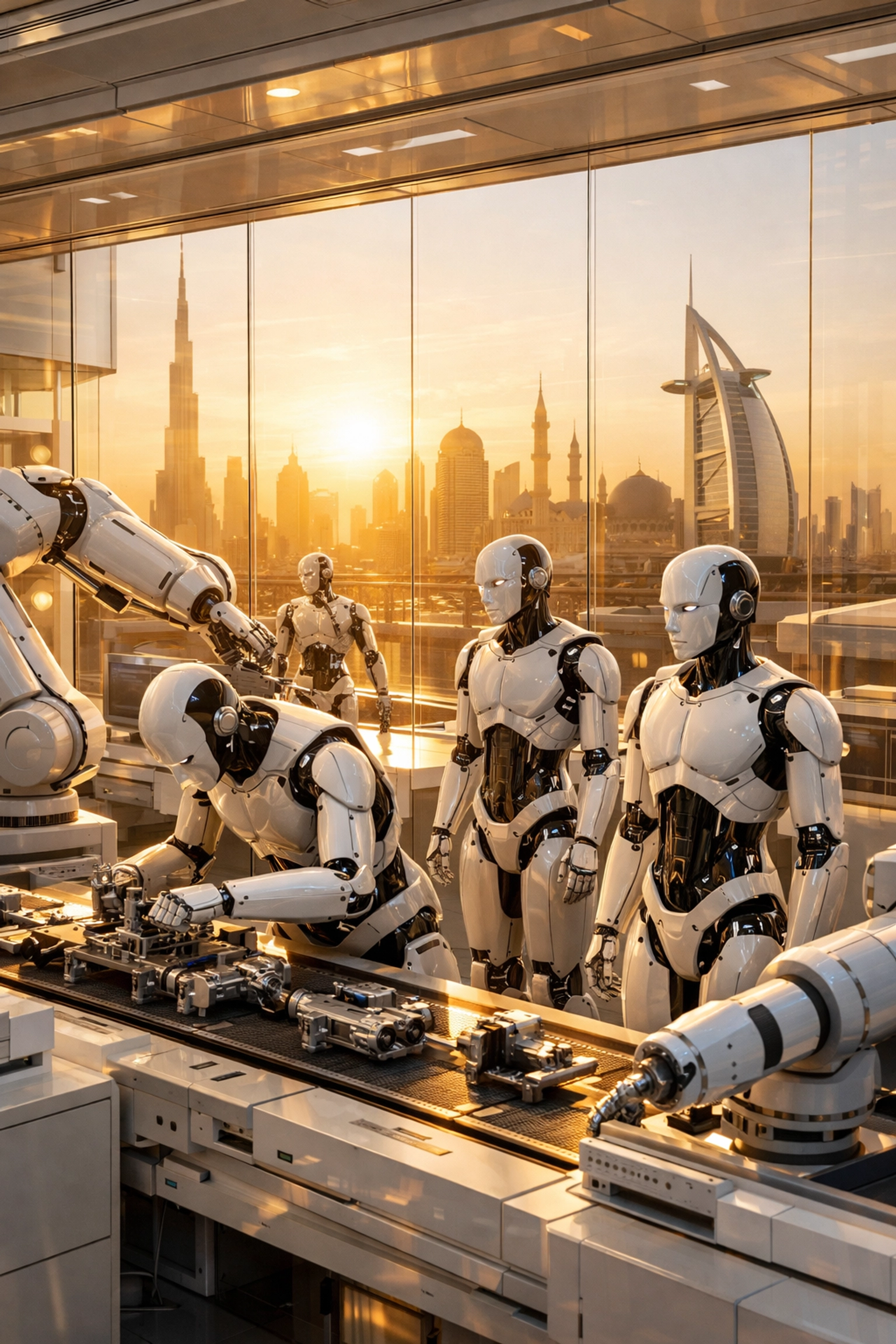 Advanced robotics laboratory in the Middle East showcasing AI automation and investment opportunities