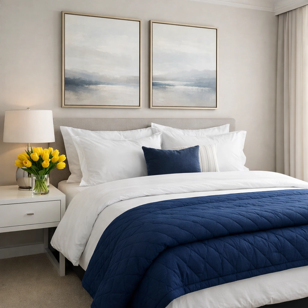 A serene master bedroom perfectly cleaned by The Cleaning Ninjas Inc in Holliston.