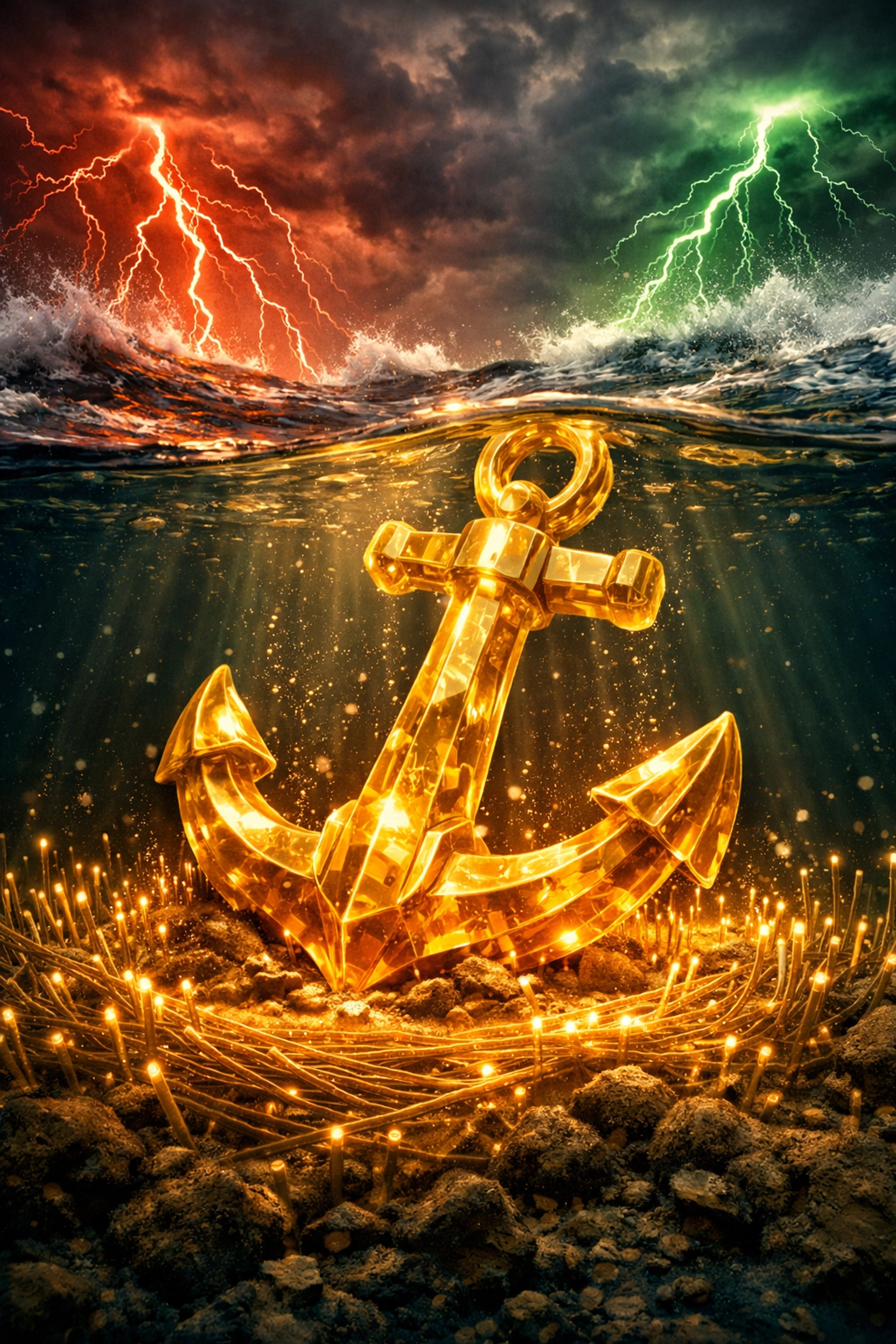 LUSD stablecoin anchor providing financial stability against volatile crypto market fluctuations.