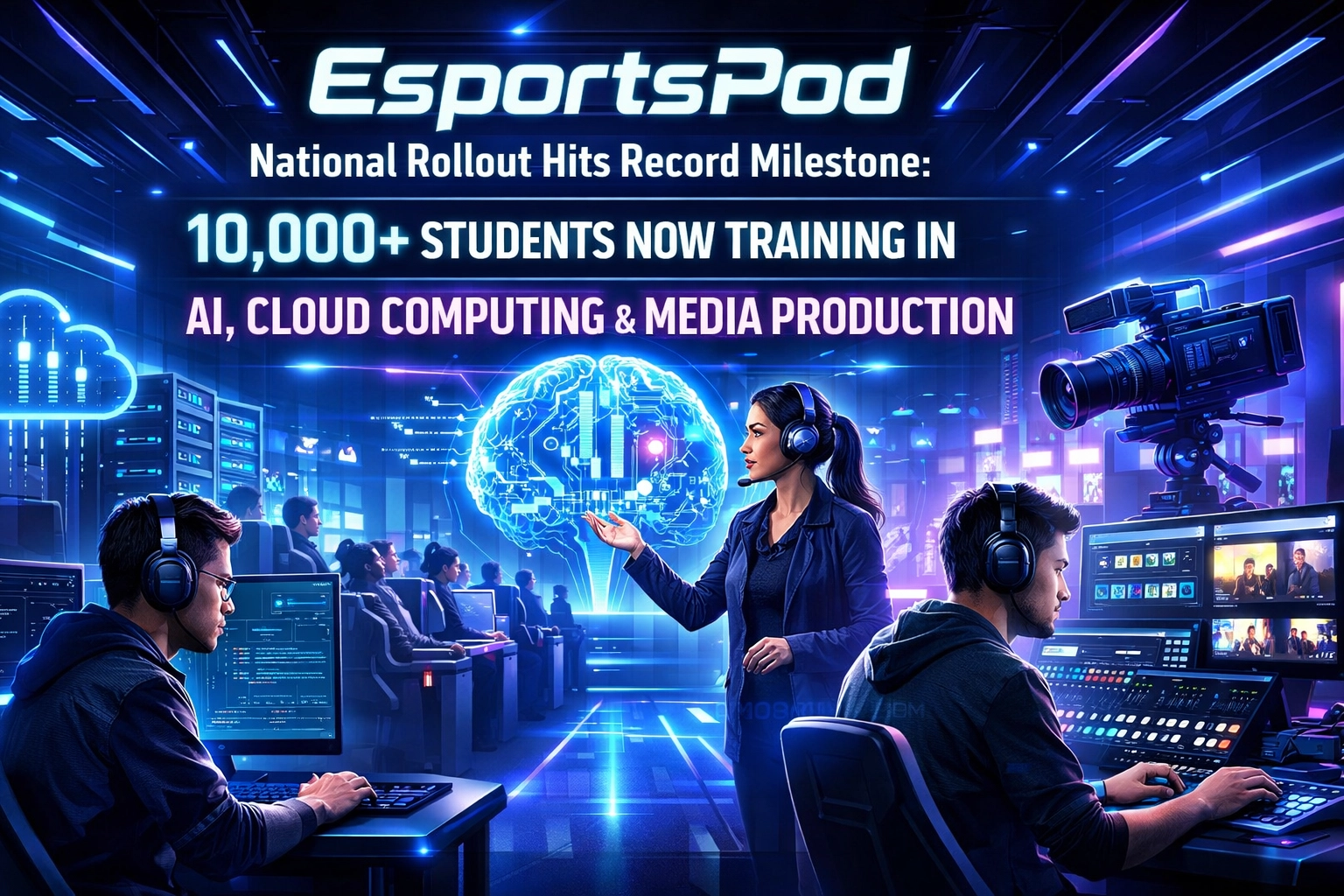 EsportsPod National Rollout Hits Record Milestone: 10,000+ Students Now Training in AI, Cloud Computing & Media Production