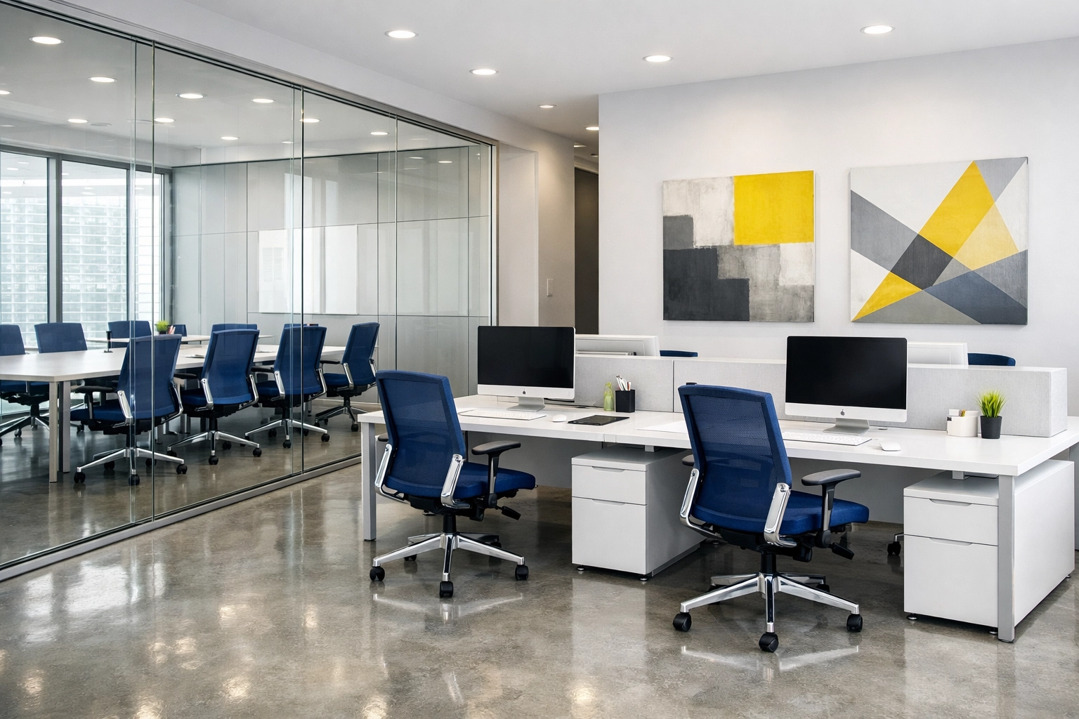 Bright, sanitized office space in Dunstable MA showcasing professional commercial house cleaning standards.