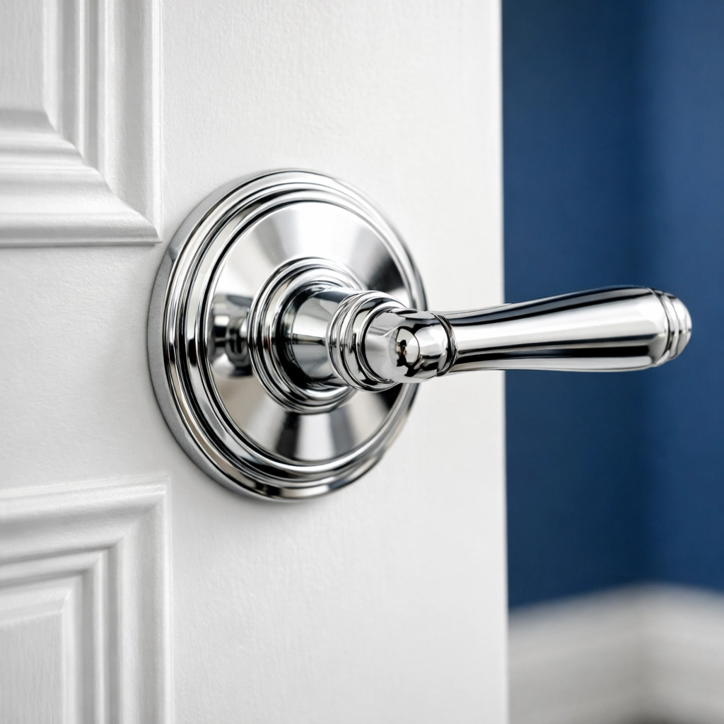 Spotless door hardware and trim highlighting the attention to detail of maid services Lowell.