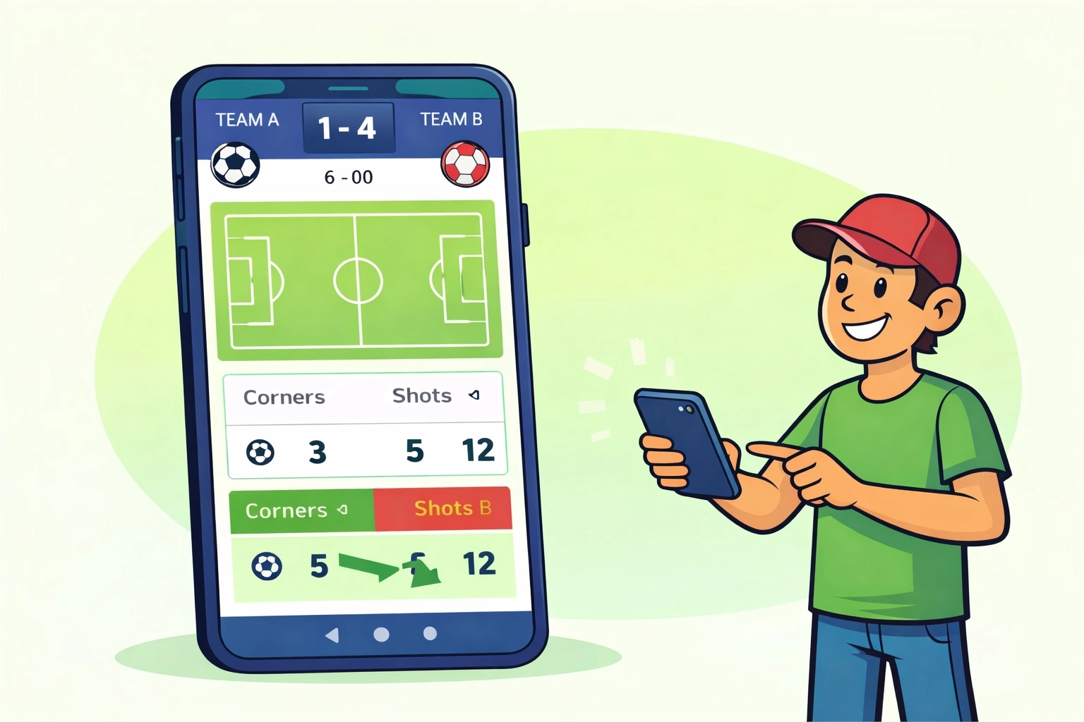 Illustration showing a bettor using a data chart to avoid the trap of betting on team names.