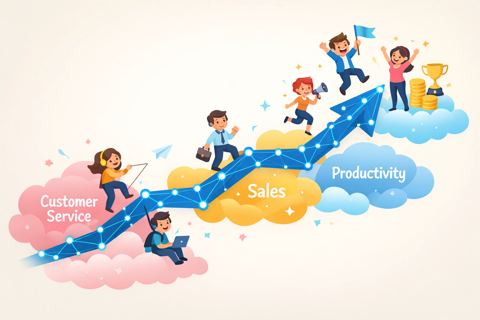 Business growth chart showing SMB success through unified platform adoption and scalability