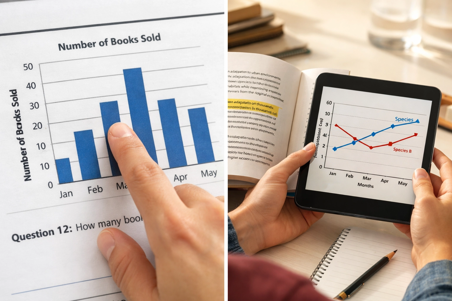 SAT reading questions comparing Direct Match and Synthesis data interpretation
