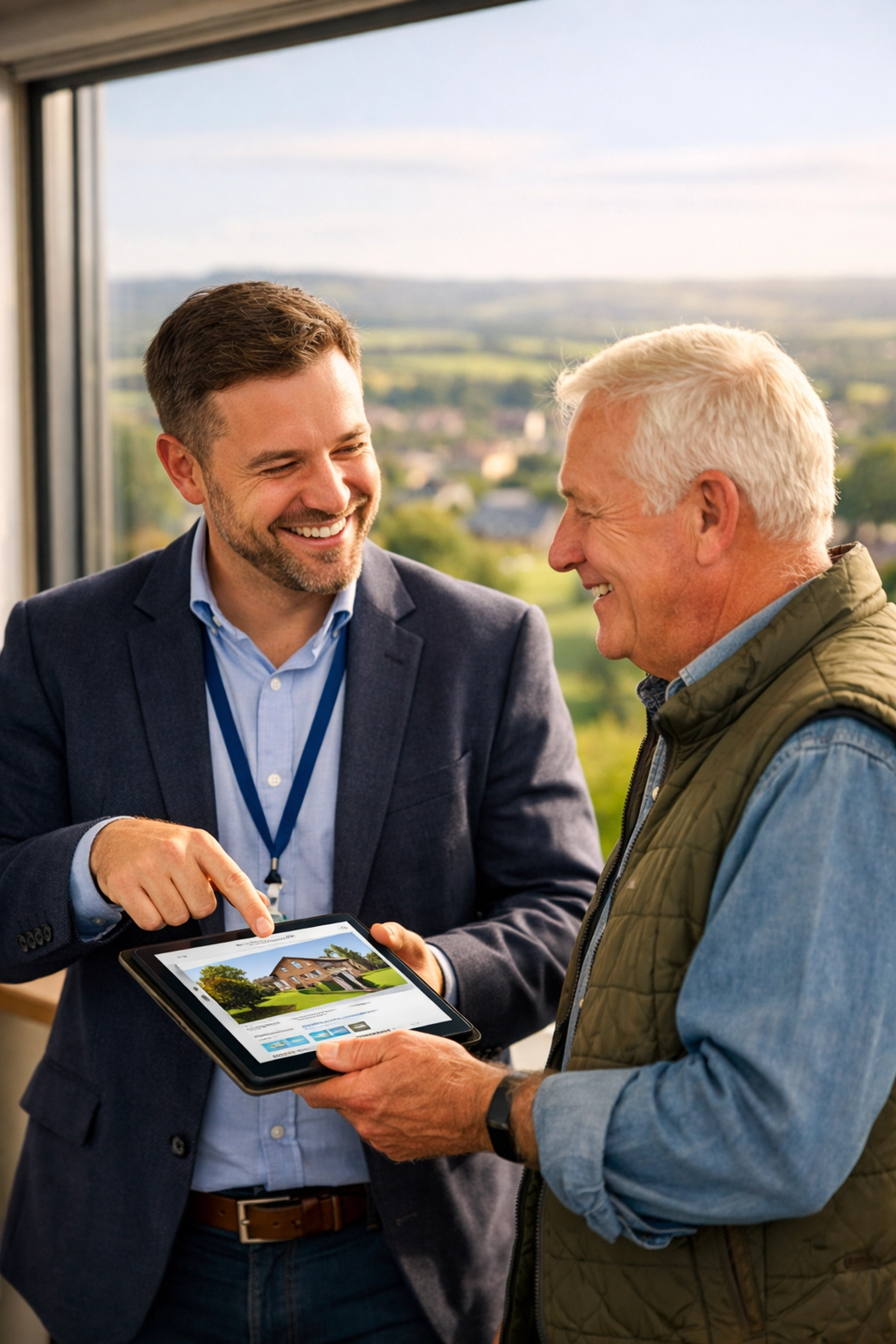 A Yate property expert discussing energy upgrade legislation with a local landlord.