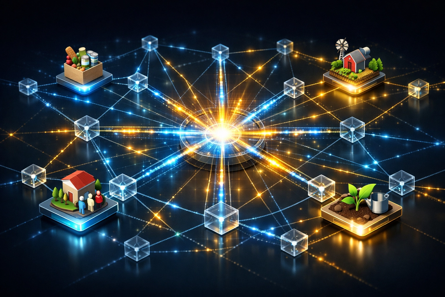 Blockchain network showing Larecoin charitable contributions to nonprofit organizations