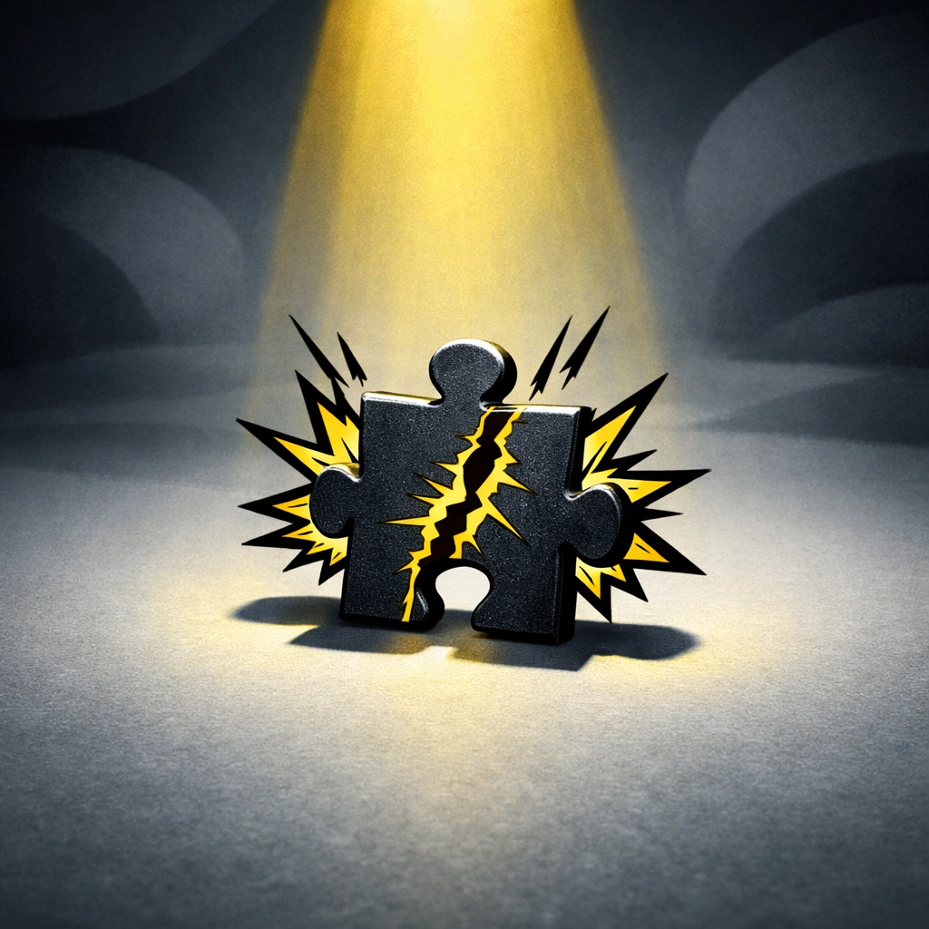 Cracked puzzle piece under a spotlight representing the risks of unmanaged Amazon seller accounts.