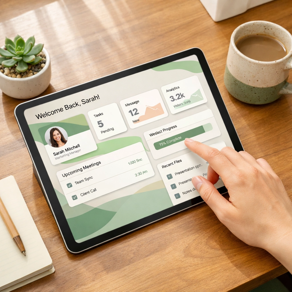 A personalized WordPress website design shown on a tablet for professional web design services.