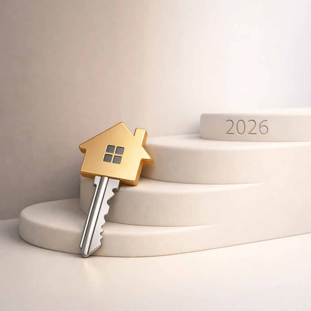 A modern house key on steps representing a successful strategy for finding Spokane homes for sale.