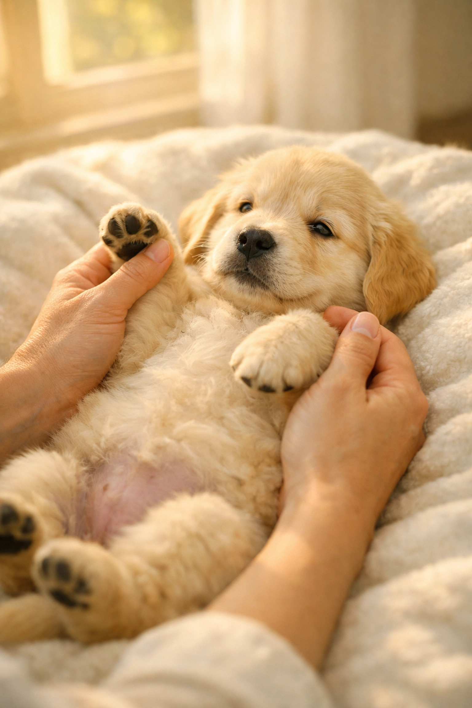 Golden Retriever puppy receiving Bio Sensor early neurological stimulation training