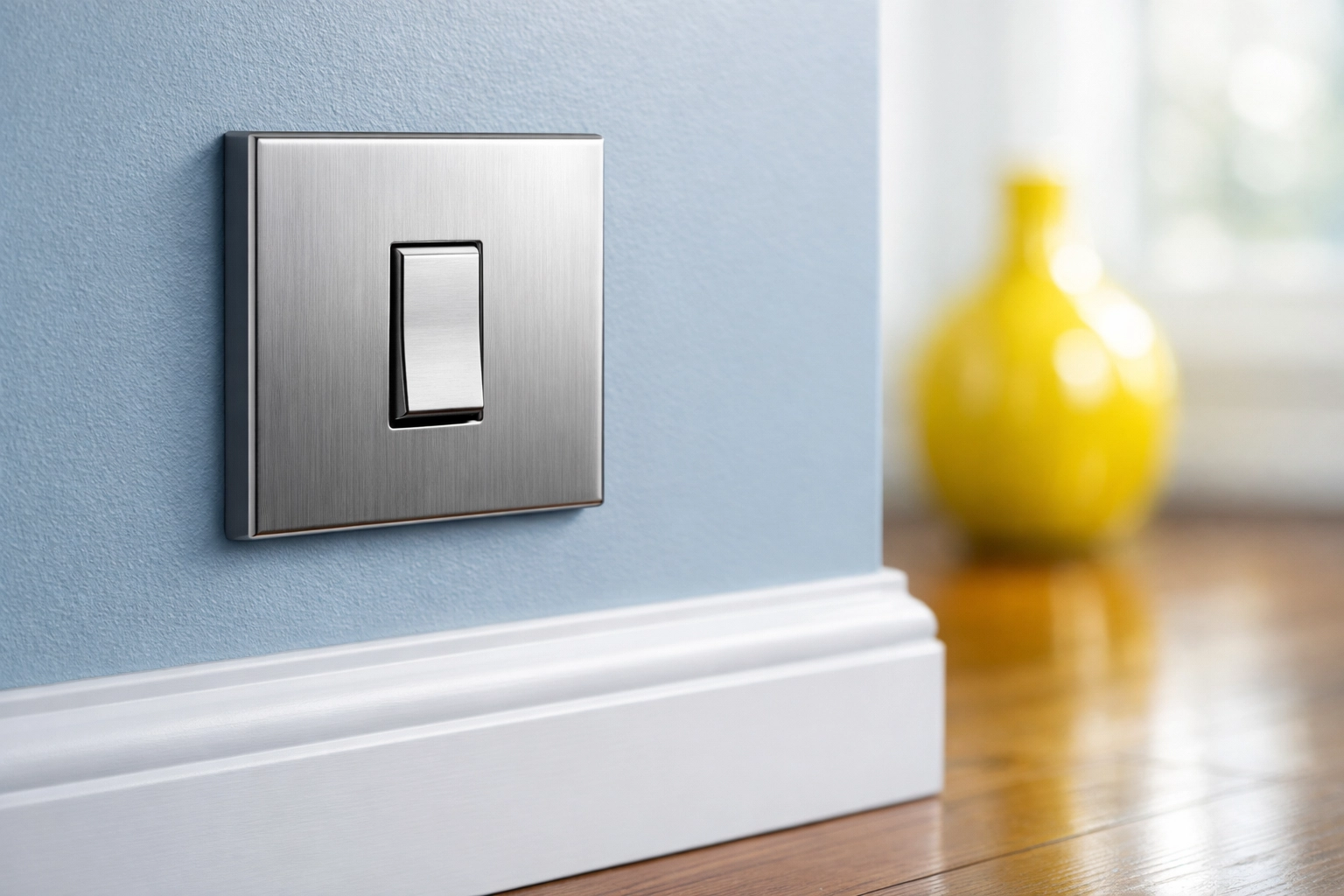 Professional apartment cleaning in Boston focusing on spotless white baseboards and clean light switches.