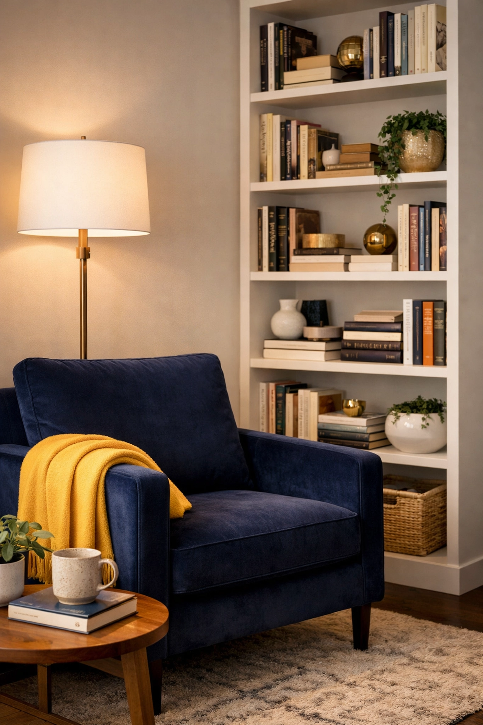 Clean and cozy apartment reading nook in Leominster MA highlighting weekly house cleaning.