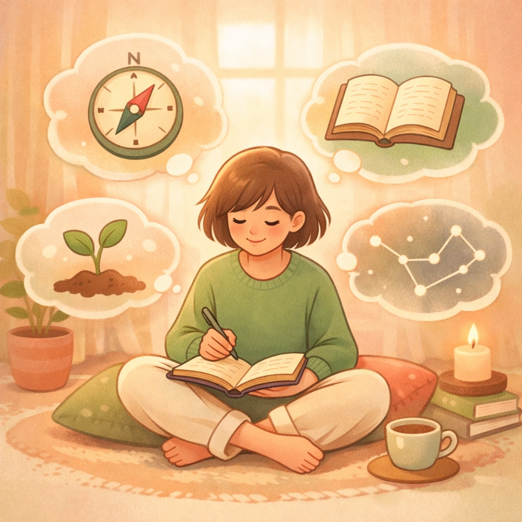 Person journaling and reflecting on personal growth and self-discovery in relationships