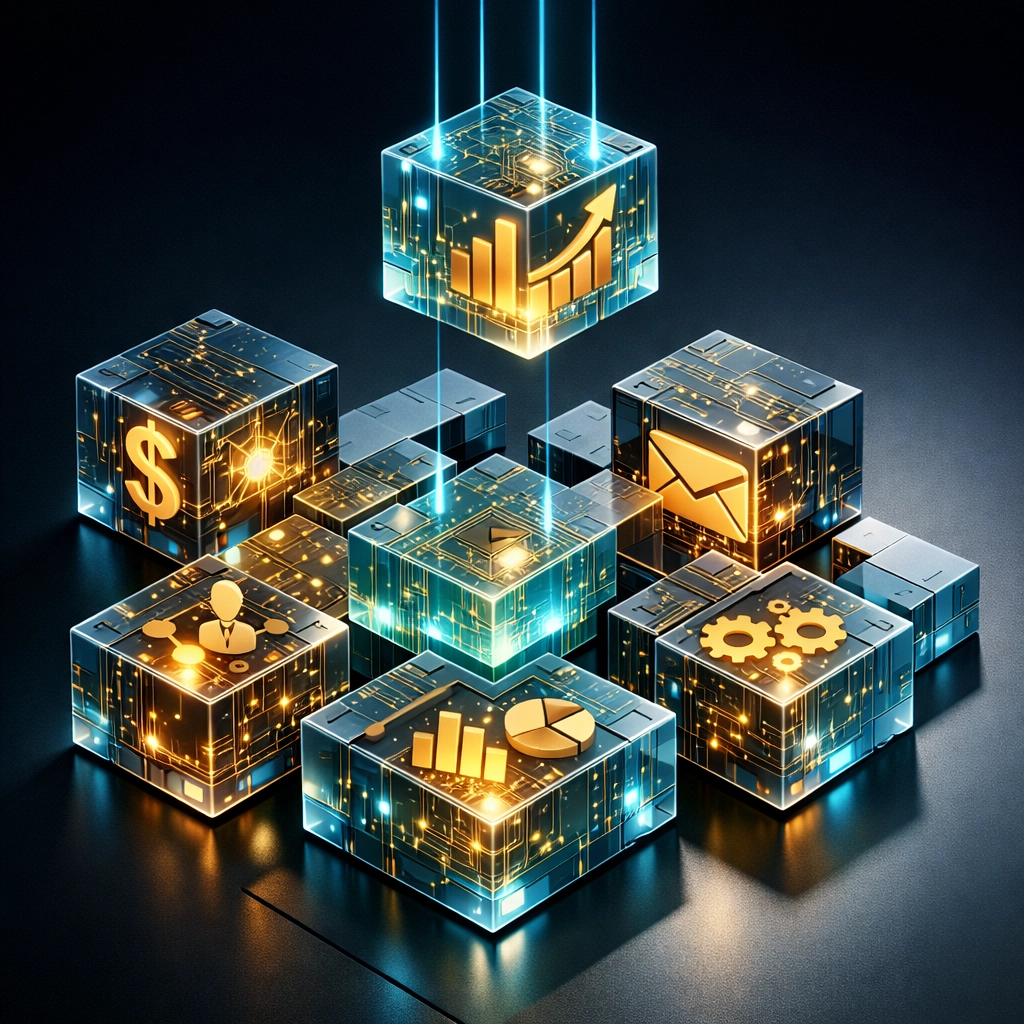 Modular components illustrating a scalable custom software development framework for rapid SMB growth.