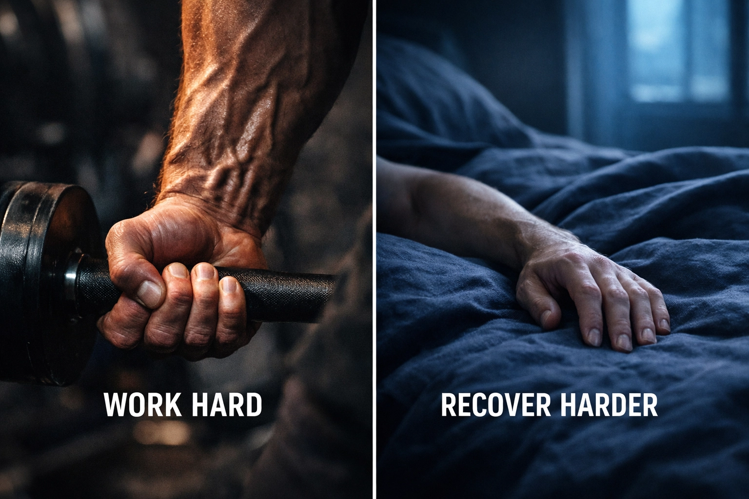 Muscle recovery and growth between high-intensity resistance training sessions at home.